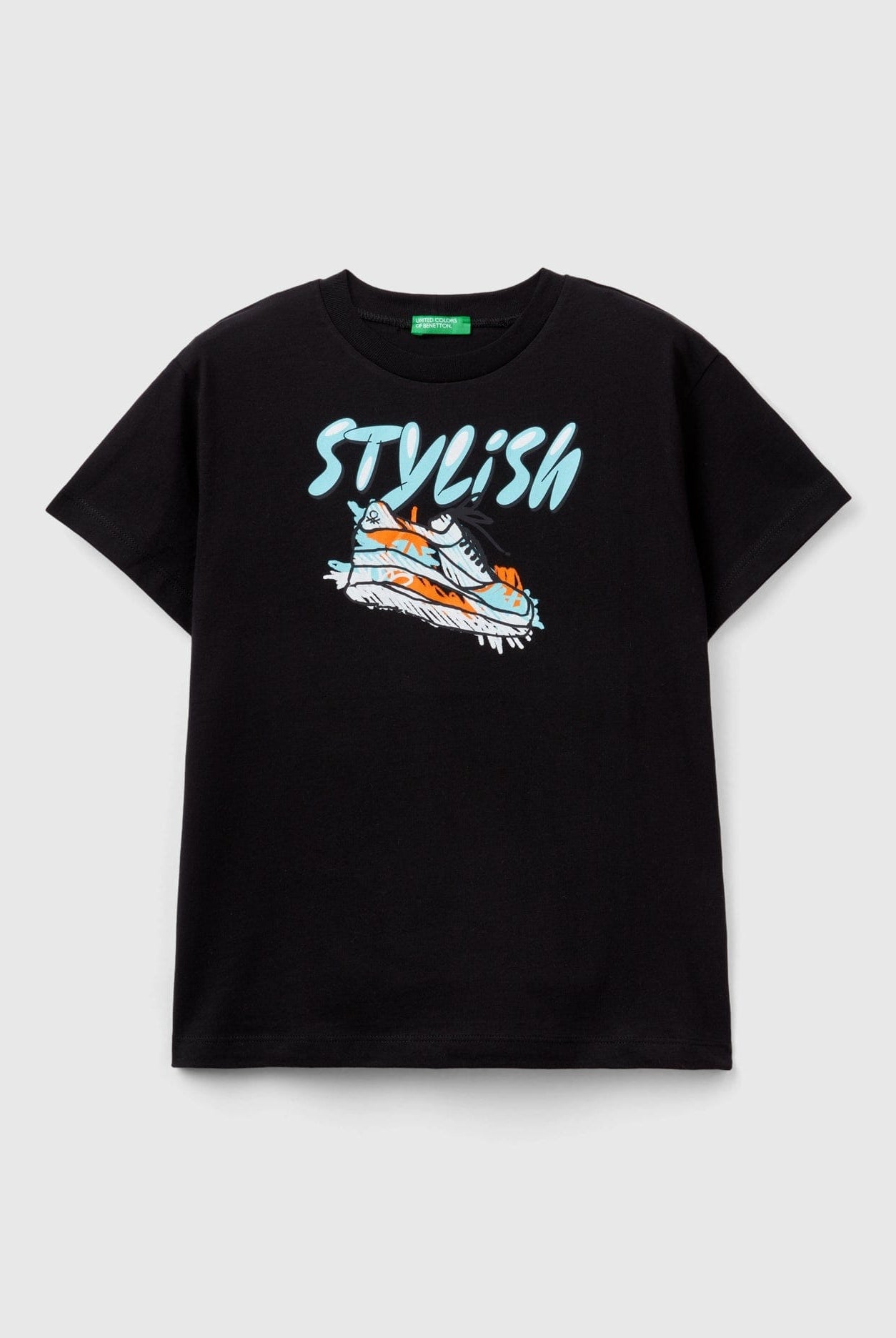 يونايتد كولورز اوف بينيتون تي شيرت مطبوع بشعار نص كم أطفالي