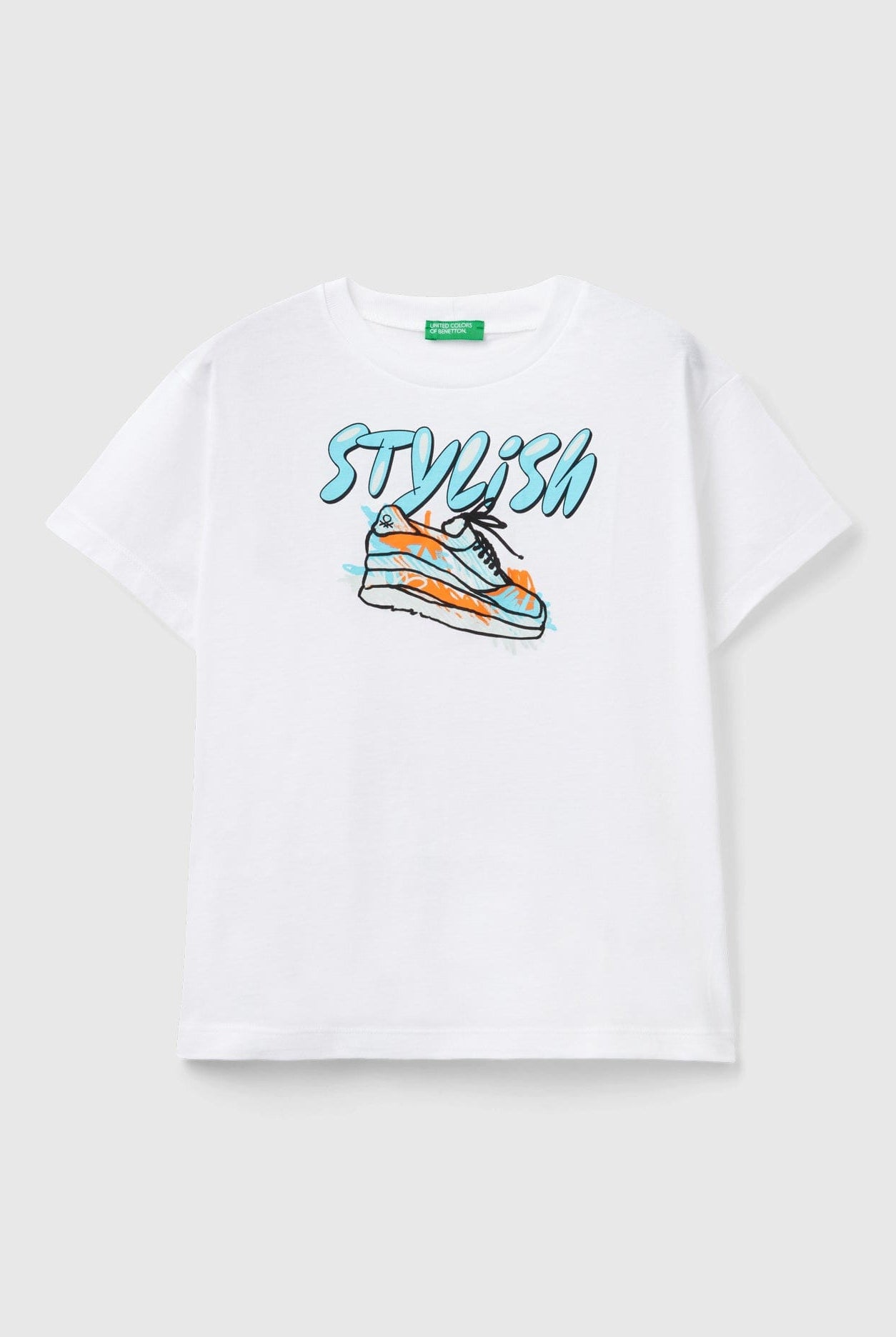 يونايتد كولورز اوف بينيتون تي شيرت مطبوع بشعار نص كم أطفالي