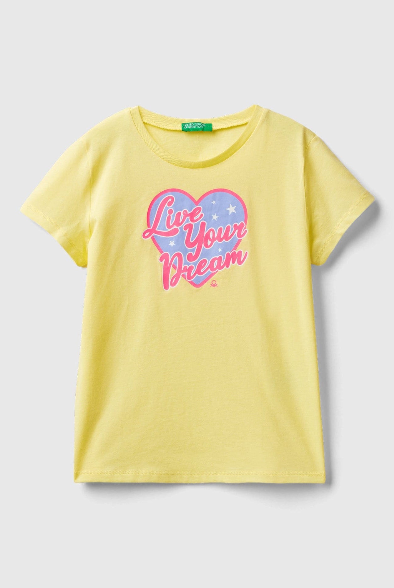 يونايتد كولورز اوف بينيتون تي شيرت مطبوع بشعار على شكل قلب نص كم بناتي