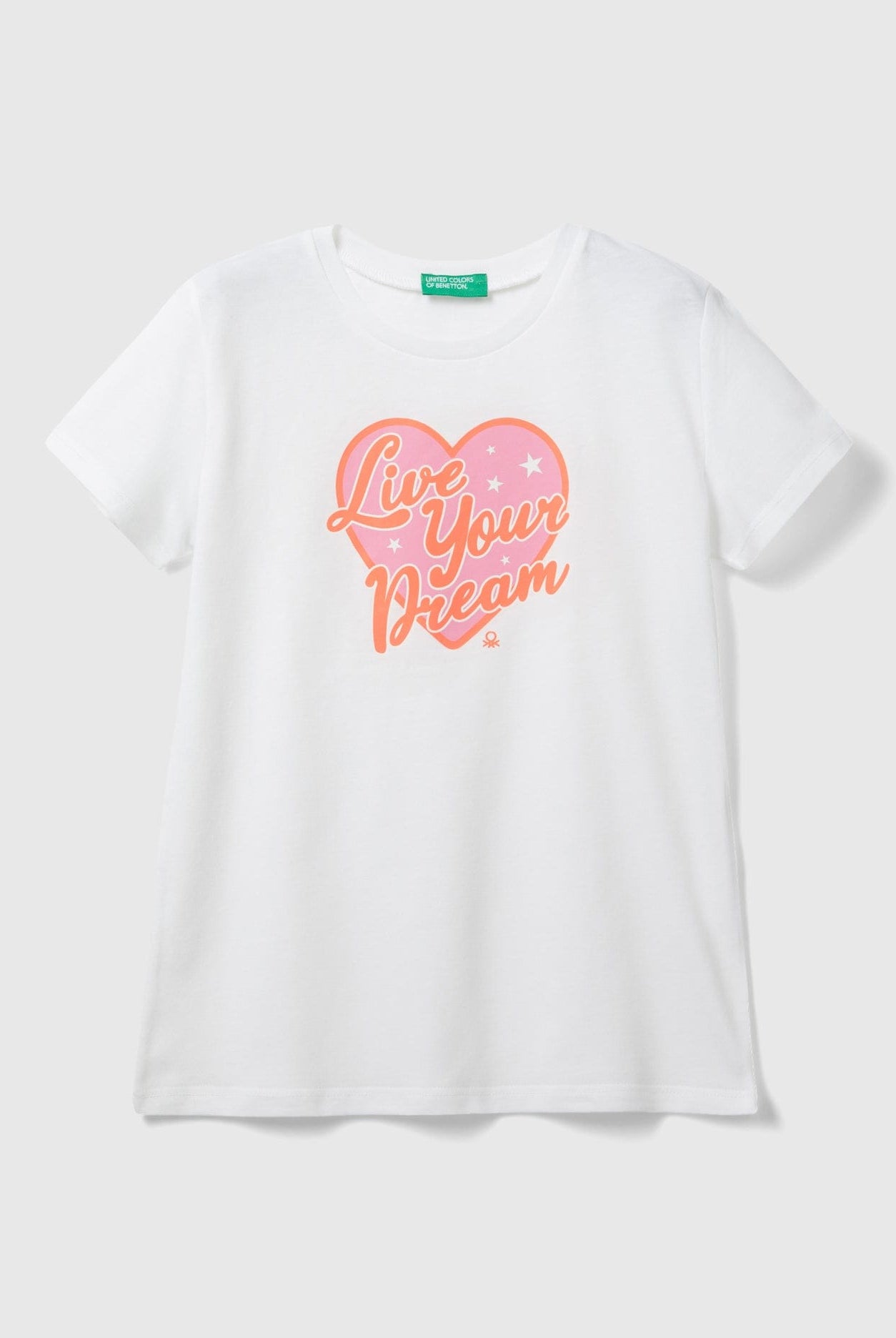 يونايتد كولورز اوف بينيتون تي شيرت مطبوع بشعار على شكل قلب نص كم بناتي