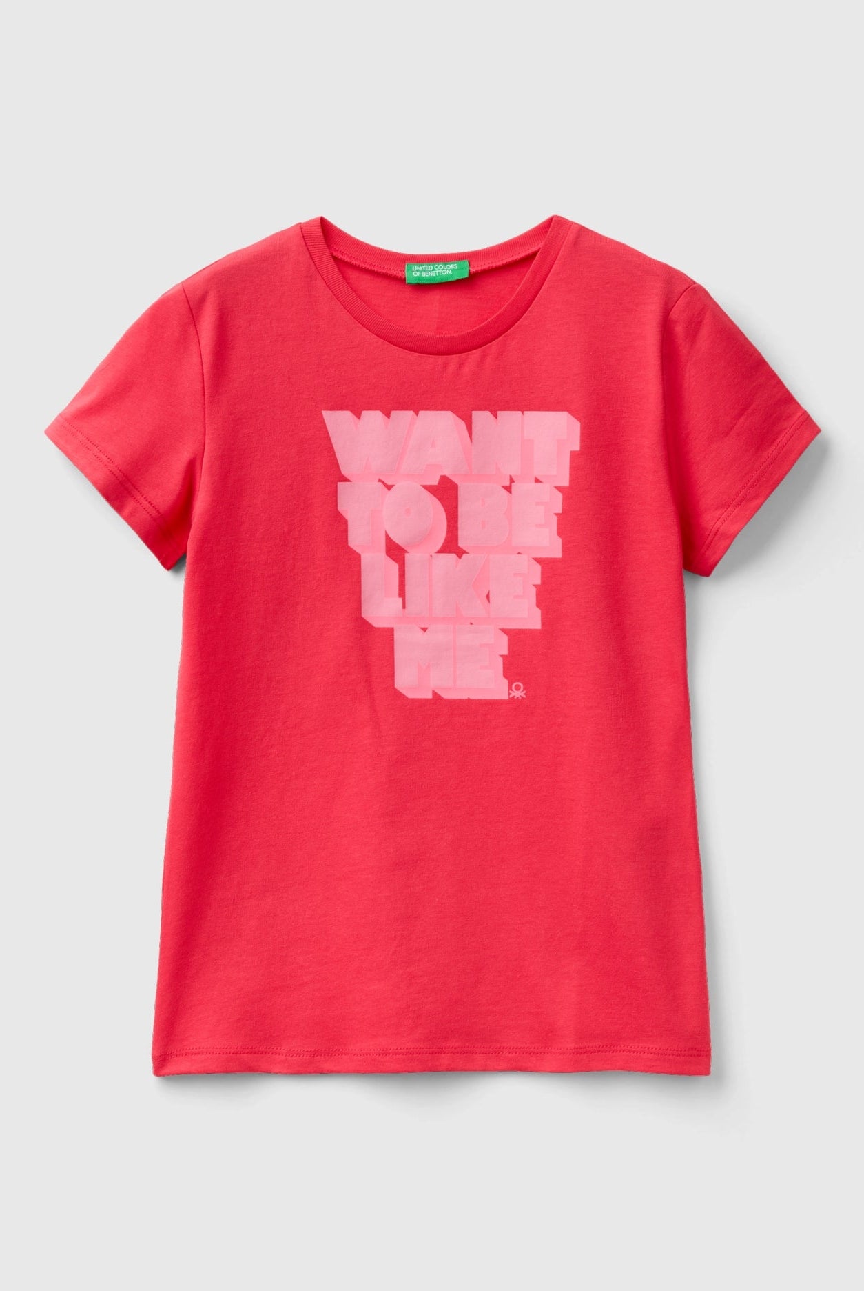 يونايتد كولورز اوف بينيتون تي شيرت مطبوع بشعار على شكل قلب نص كم بناتي