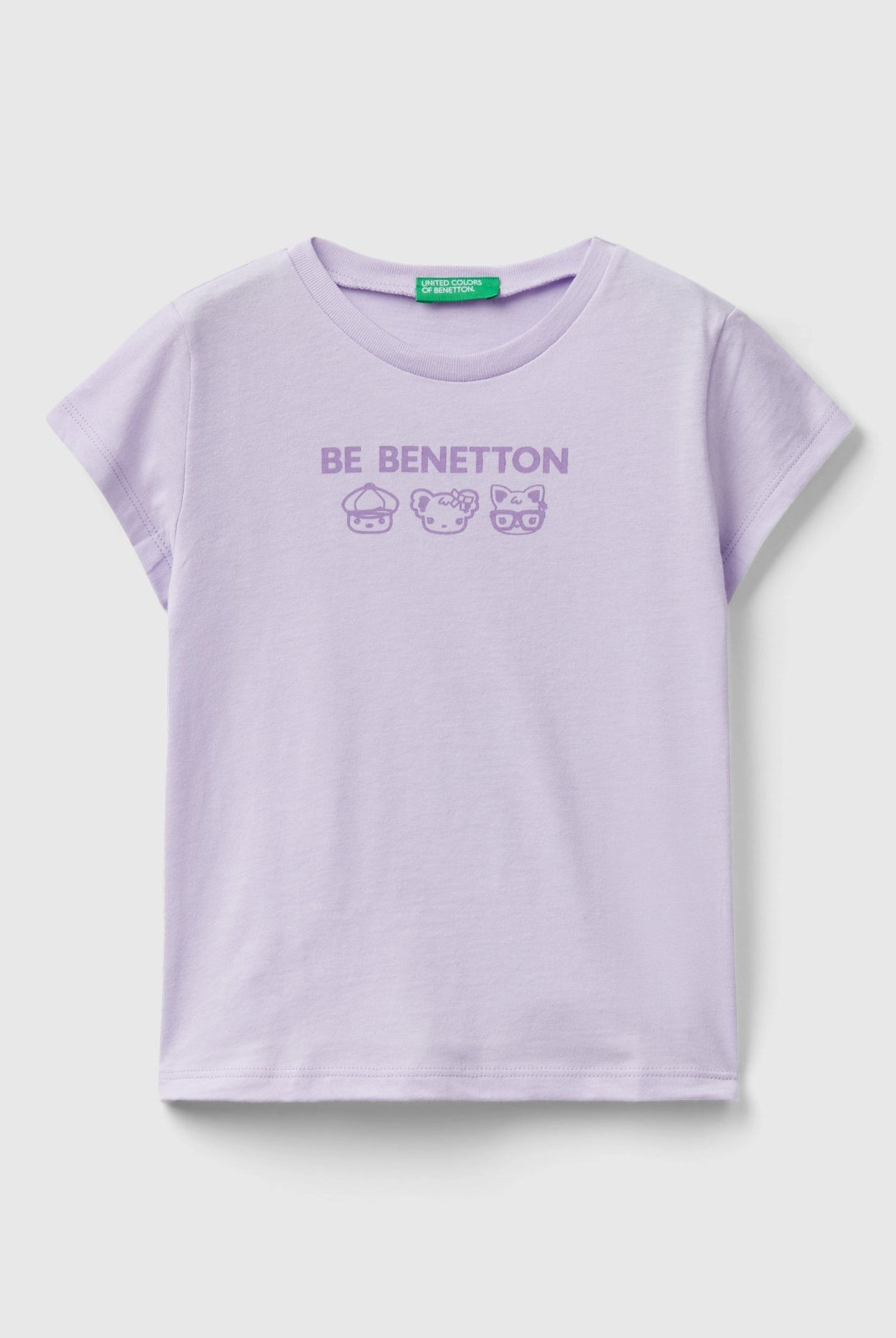 يونايتد كولورز اوف بينيتون تيشيرت قطن 100% مطبوع نص كم بناتي