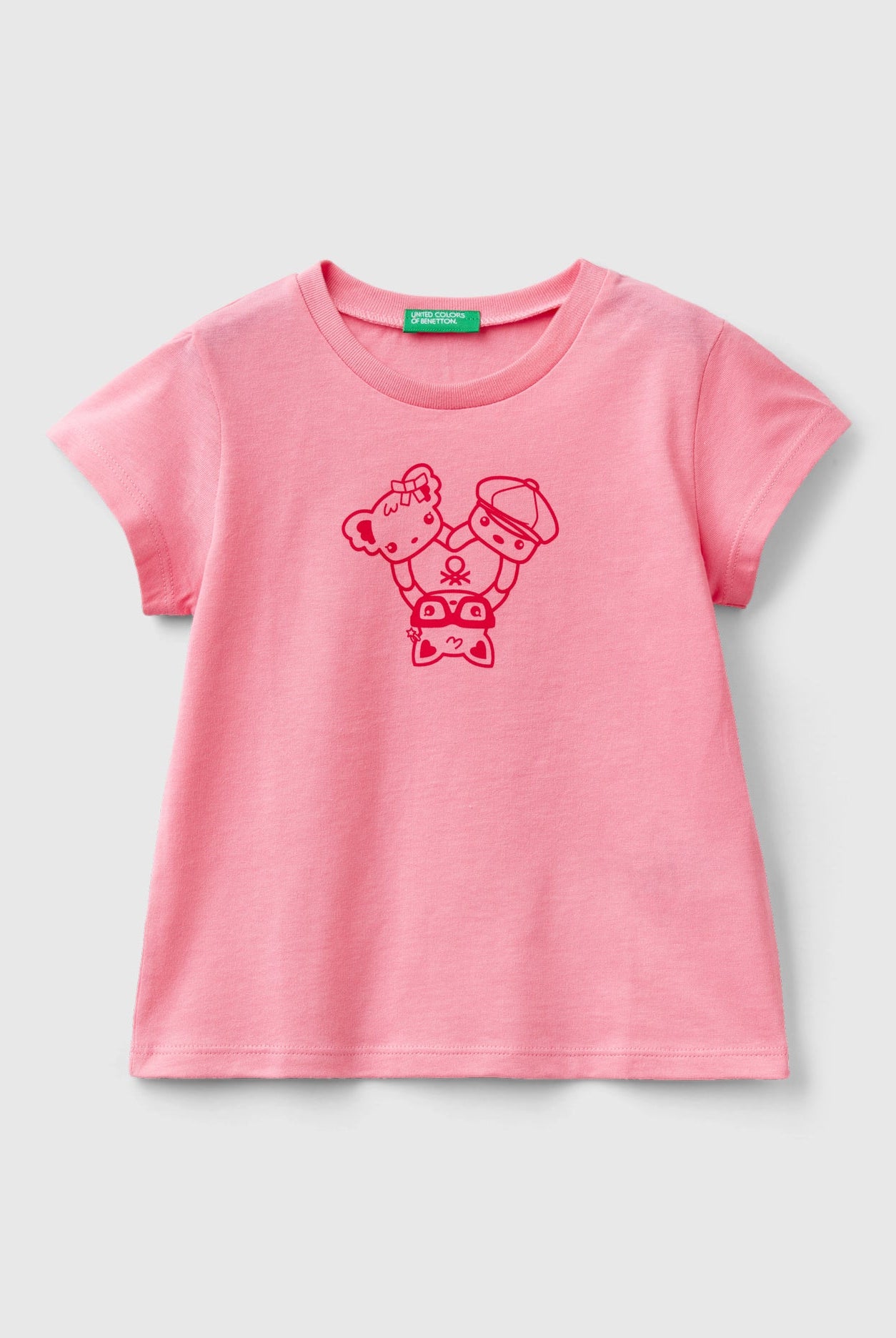 يونايتد كولورز اوف بينيتون تيشيرت قطن 100% مطبوع نص كم بناتي