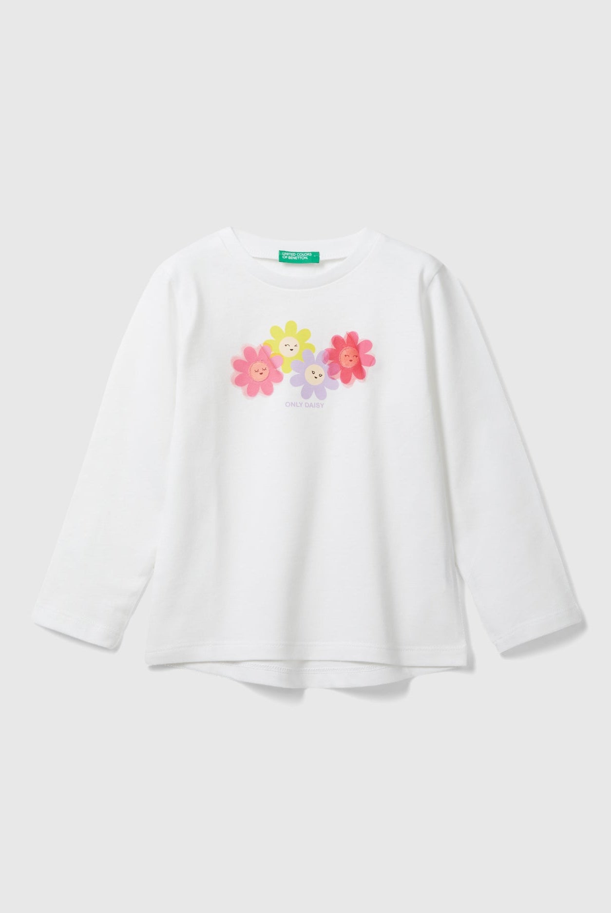 يونايتد كولورز اوف بينيتون تيشيرت بناتي بأكمام طويلة وطبعة ورود عالصدر