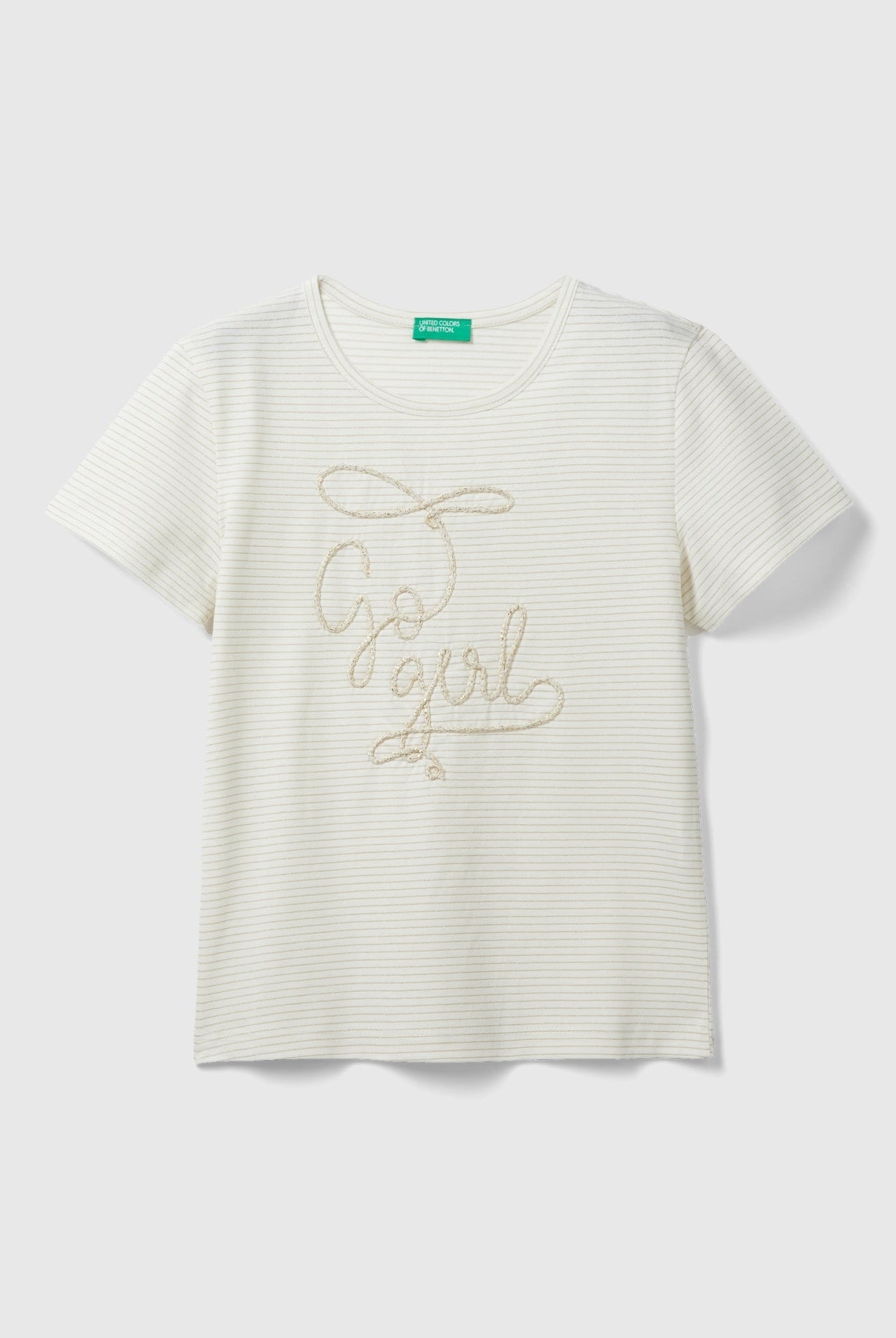 يونايتد كولورز اوف بينيتون تيشيرت مضلع بالعرض نص كم بناتي