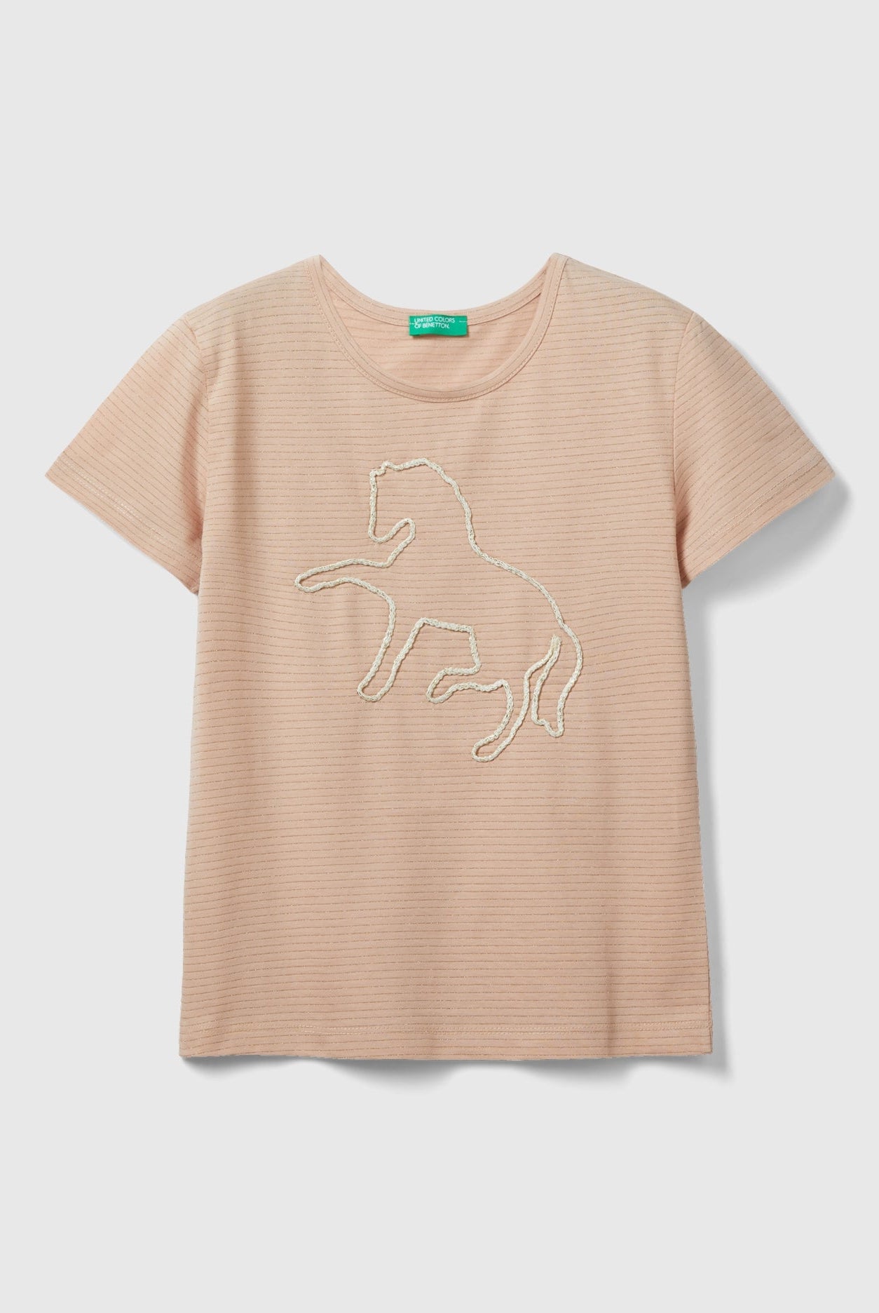 يونايتد كولورز اوف بينيتون تيشيرت مضلع بالعرض نص كم بناتي