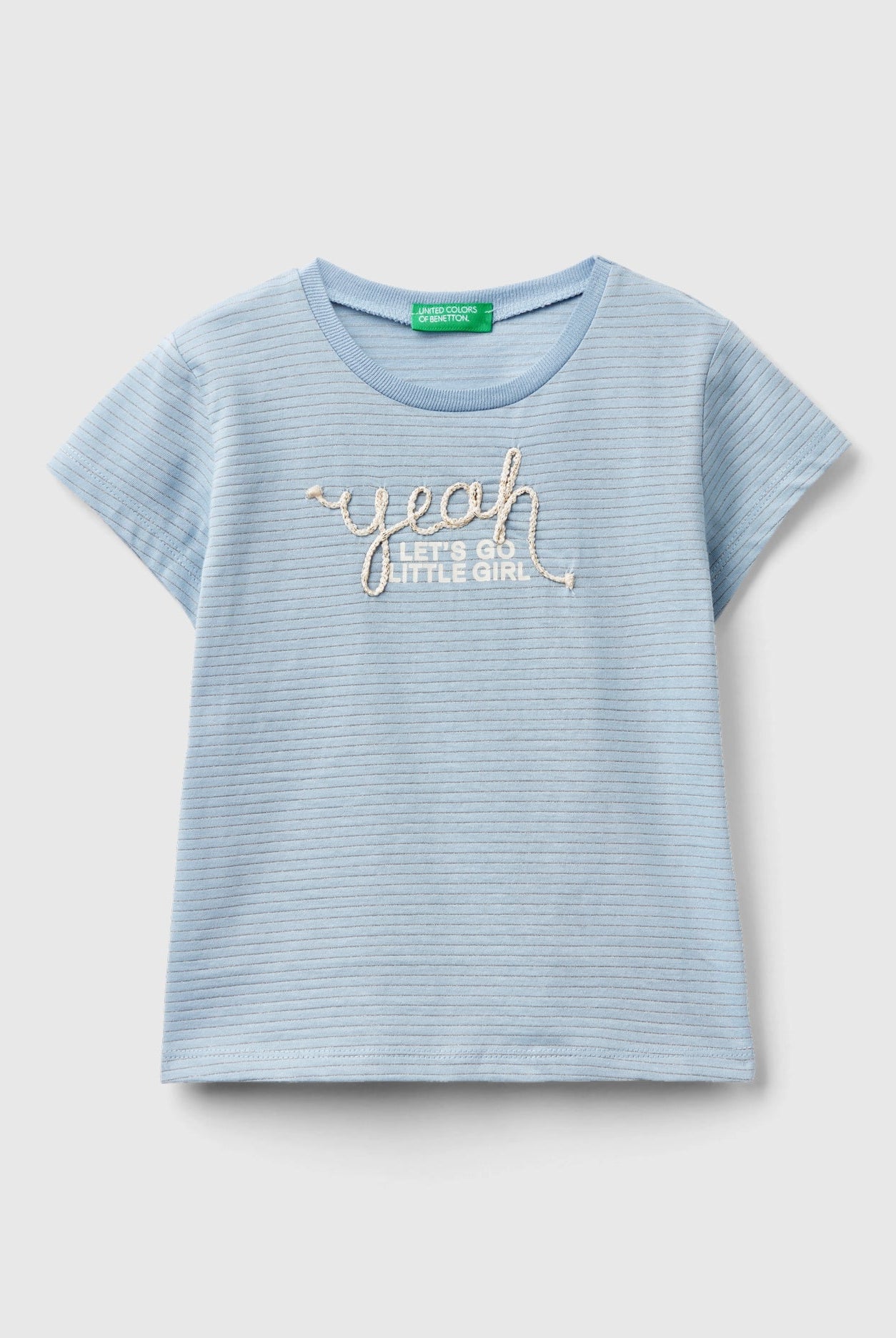 يونايتد كولورز اوف بينيتون تيشيرت مخطط بالعرض نص كم بتطريز أمامي بناتي