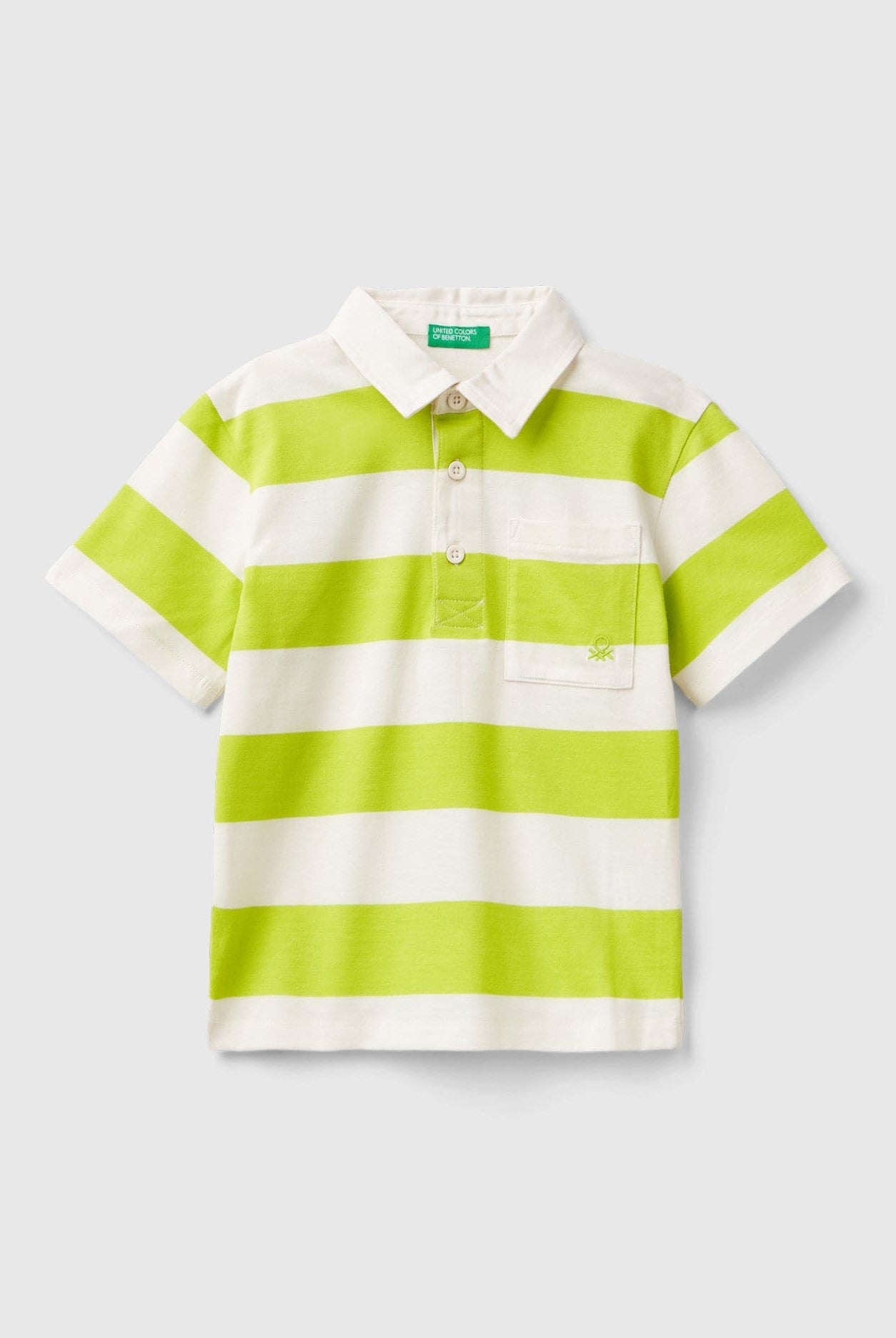 يونايتد كولورز اوف بينيتون تيشيرت اطفال بولو مخطط بالعرض مع تطريز الشعار
