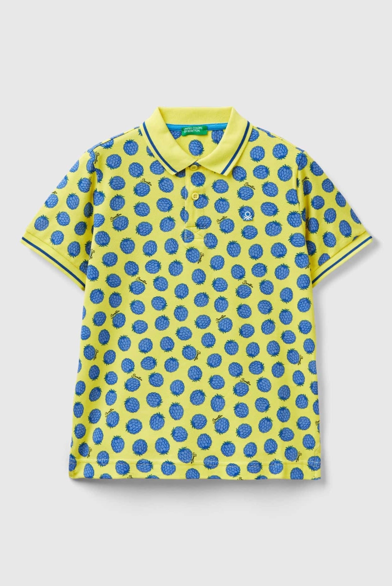 يونايتد كولورز اوف بينيتون تي شيرت بولو منقوش بالكامل بشعار مطبوع على الصدر أطفالي