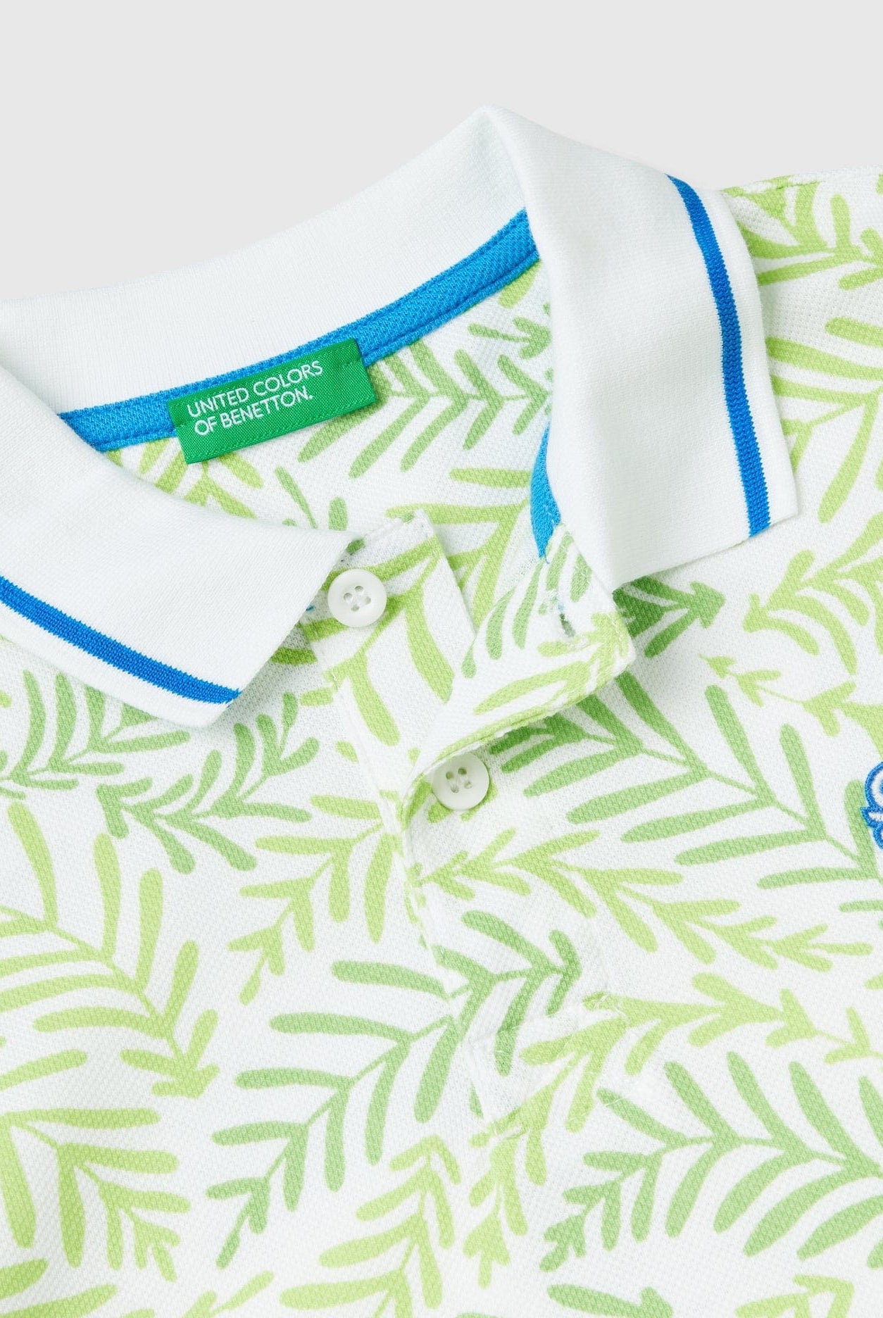 يونايتد كولورز اوف بينيتون تي شيرت بولو منقوش بالكامل بشعار مطبوع على الصدر أطفالي