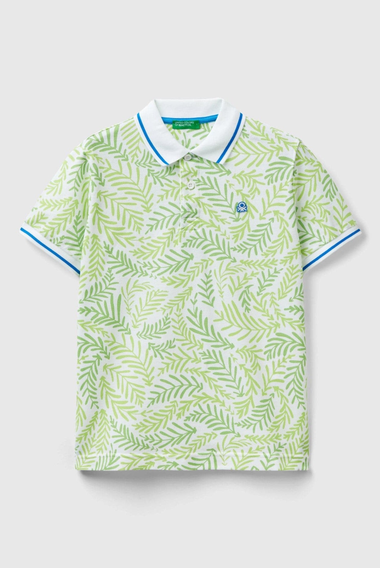 يونايتد كولورز اوف بينيتون تي شيرت بولو منقوش بالكامل بشعار مطبوع على الصدر أطفالي