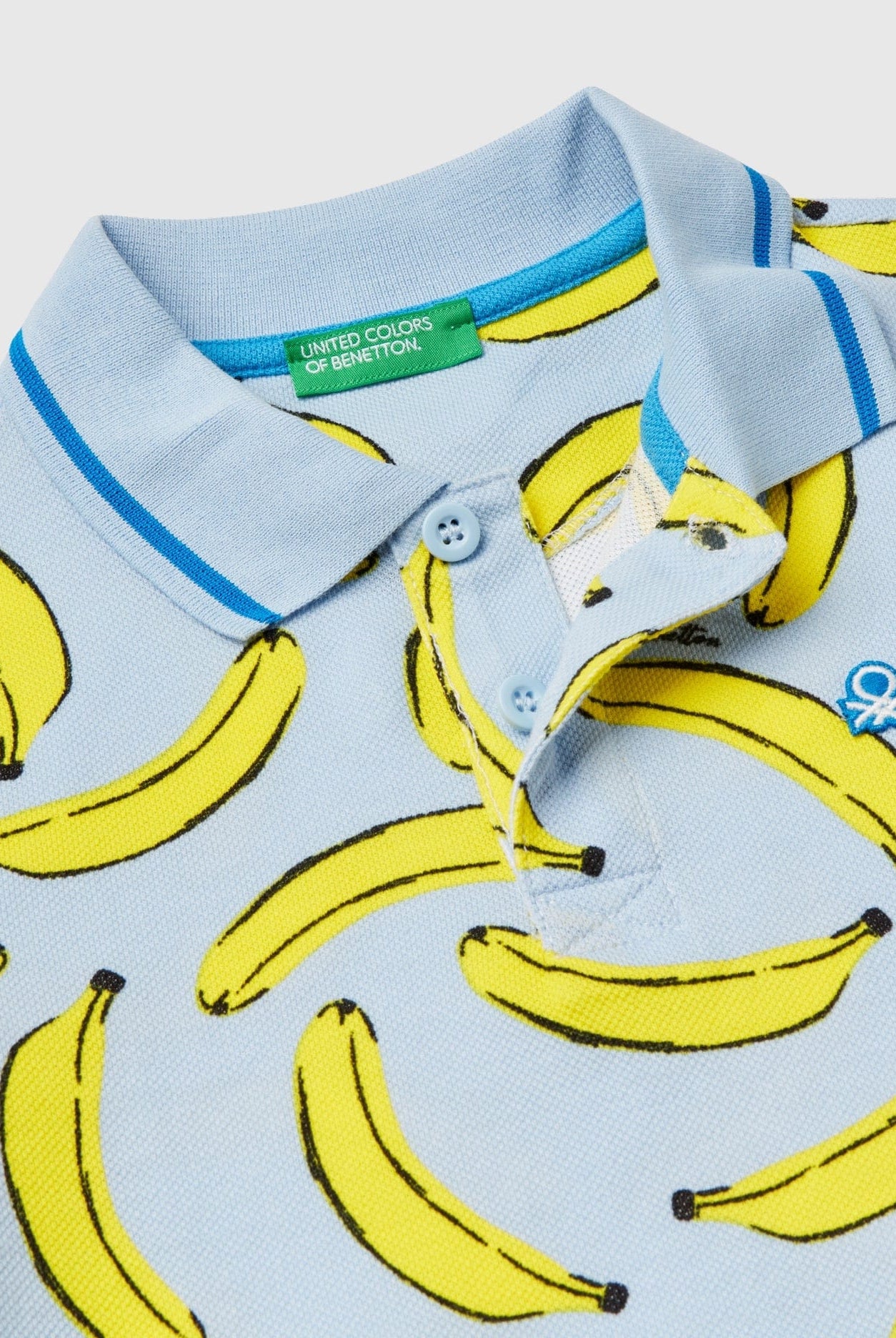 يونايتد كولورز اوف بينيتون تي شيرت بولو منقوش بالكامل بشعار مطبوع على الصدر أطفالي