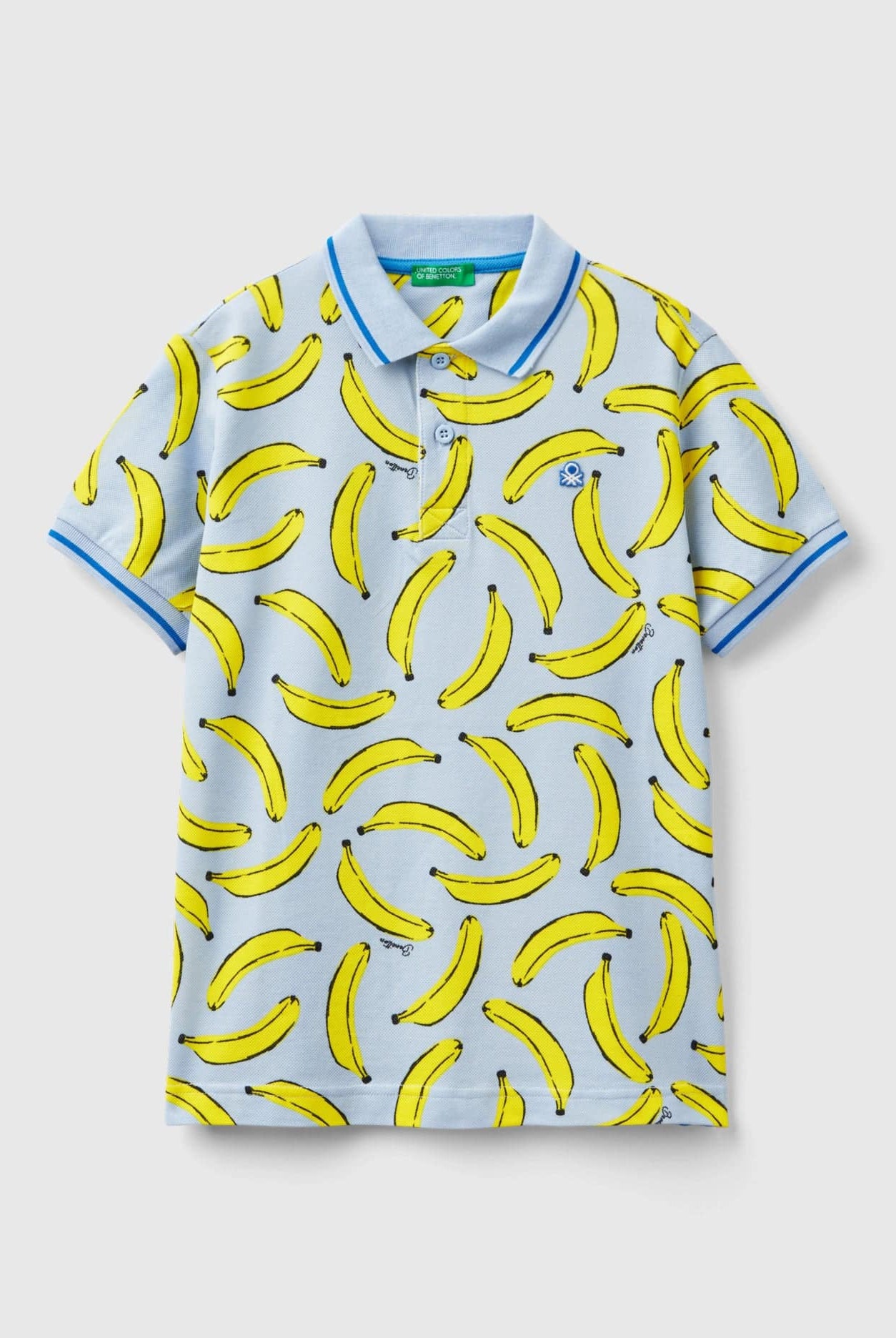 يونايتد كولورز اوف بينيتون تي شيرت بولو منقوش بالكامل بشعار مطبوع على الصدر أطفالي