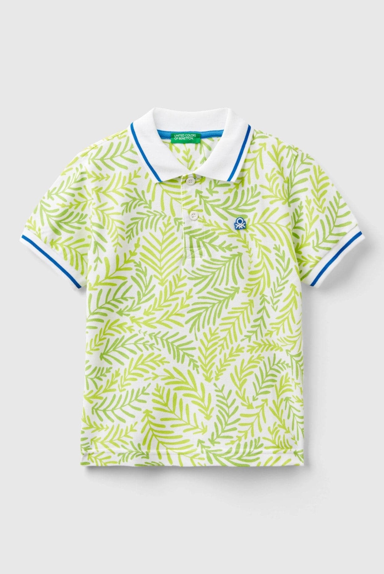 يونايتد كولورز اوف بينيتون تيشيرت بولو مطبوع بنقش مع شعار مطبوع على الصدر الأيسر للأولاد