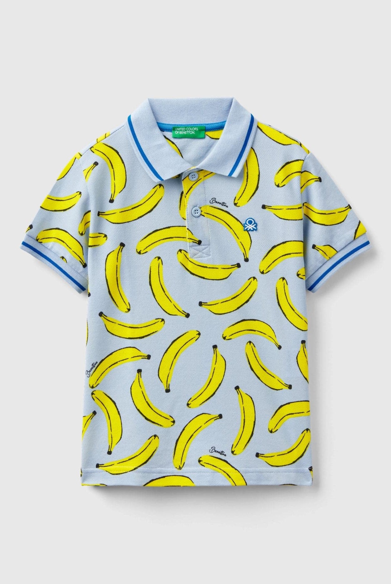 يونايتد كولورز اوف بينيتون تيشيرت بولو مطبوع بنقش مع شعار مطبوع على الصدر الأيسر للأولاد
