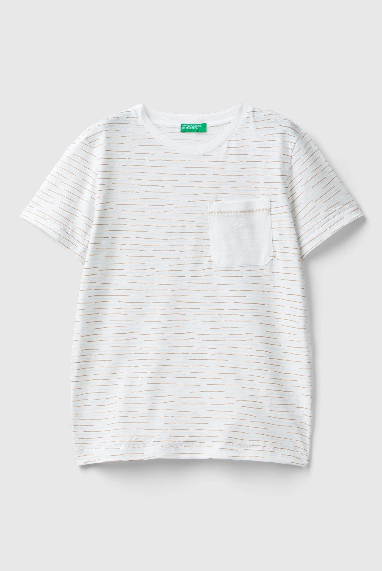 يونايتد كولورز اوف بينيتون تيشيرت اطفال برقبة دائرية مخططة بطباعة شعار