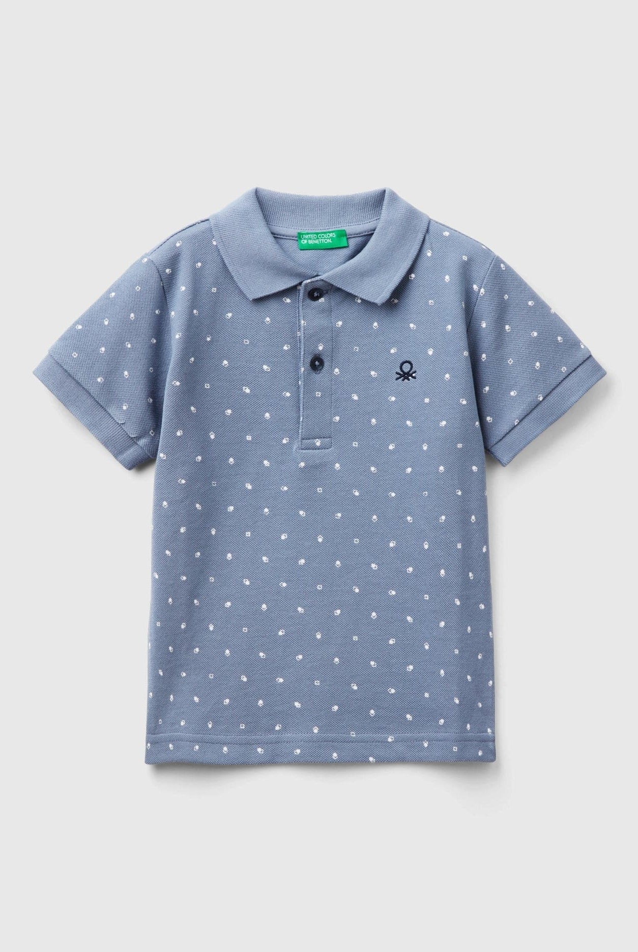 يونايتد كولورز اوف بينيتون قميص بولو اطفالي بنقشة ميكرو وشعار مطرز على الصدر الأيسر