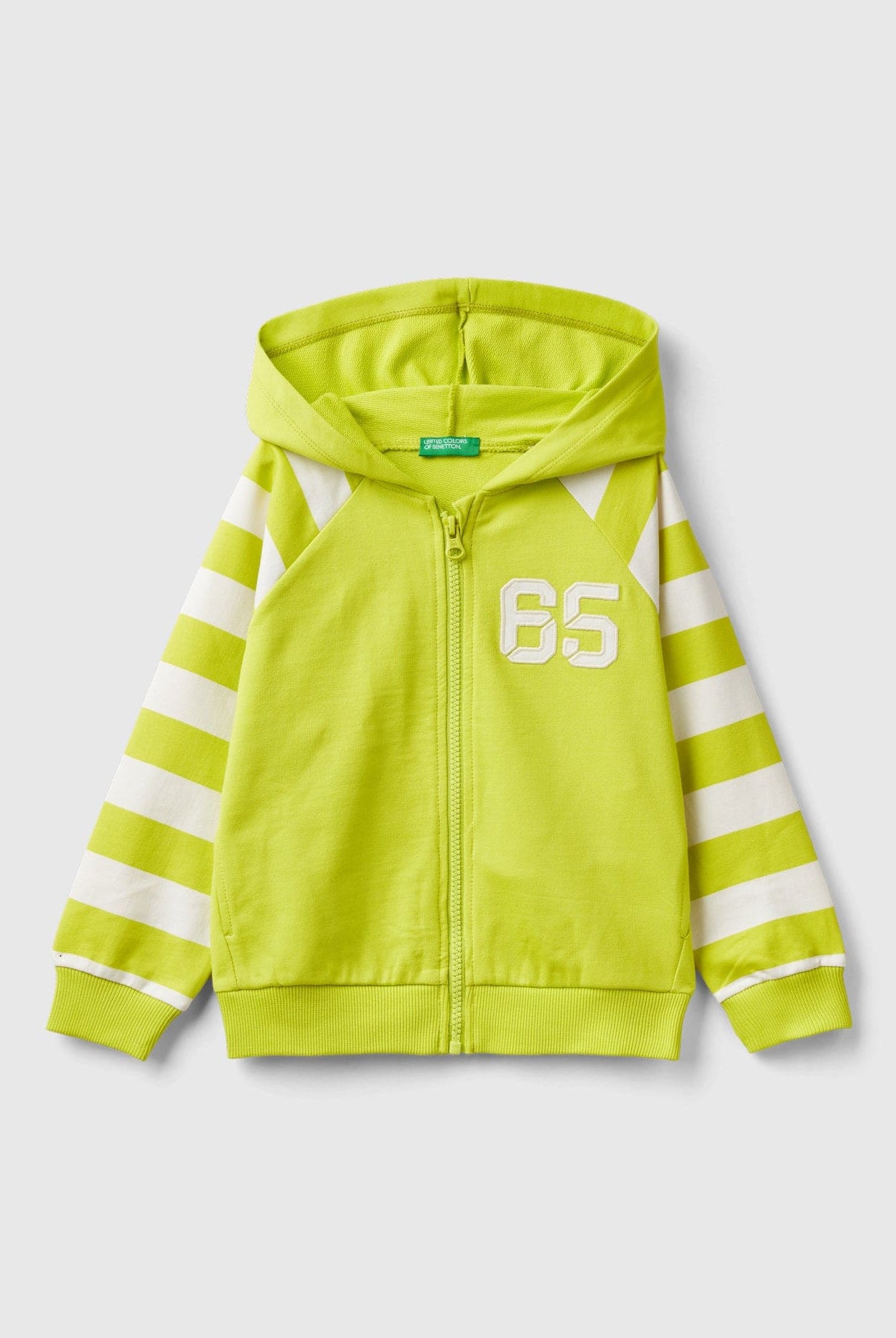 يونايتد كولورز اوف بينيتون سويت شيرت بغطاء للرأس وأكمام راجلان مزين بتفاصيل ملونة للأولاد