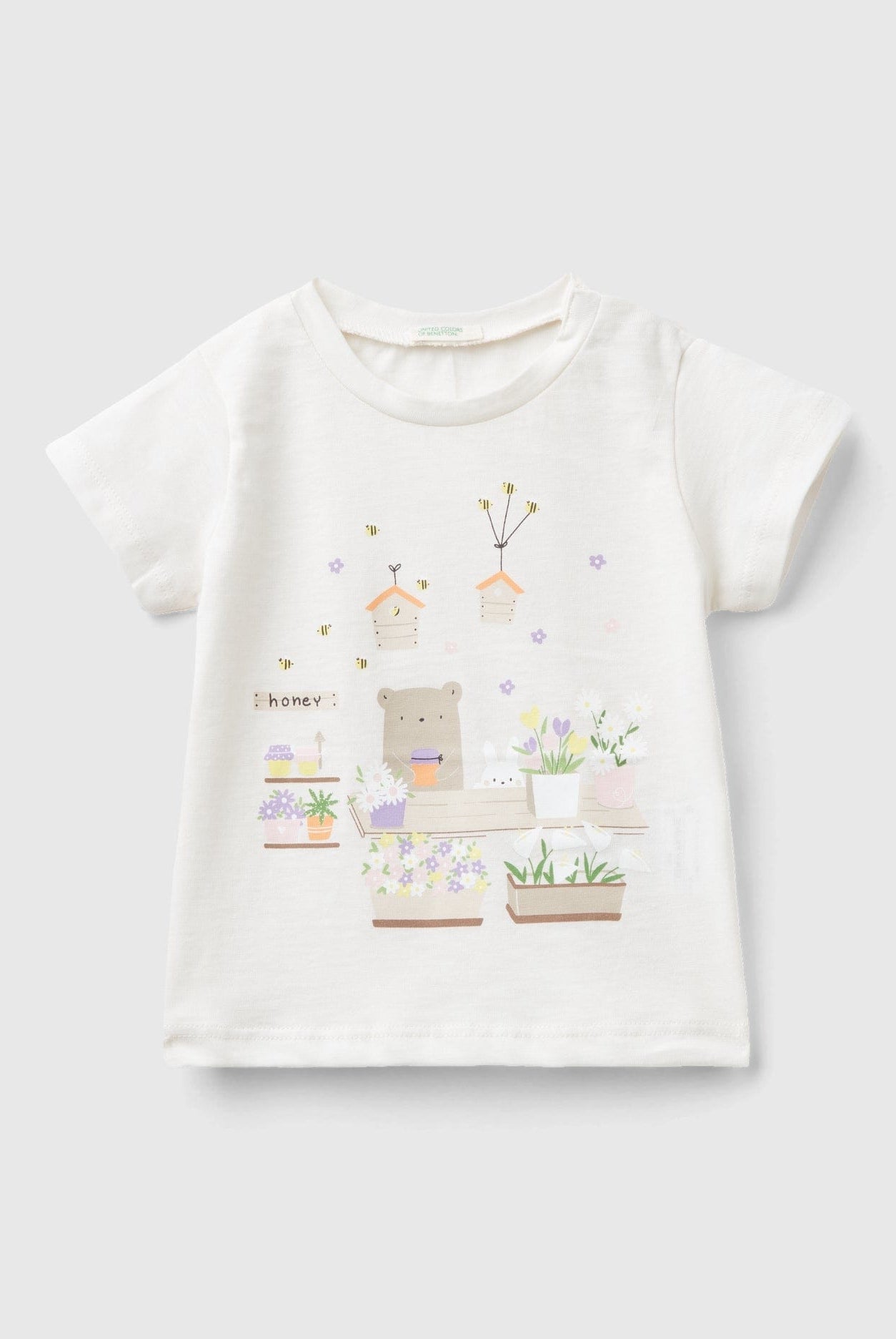 يونايتد كولورز اوف بينيتون تي شيرت من القطن العضوي بطباعة رضع أطفالي