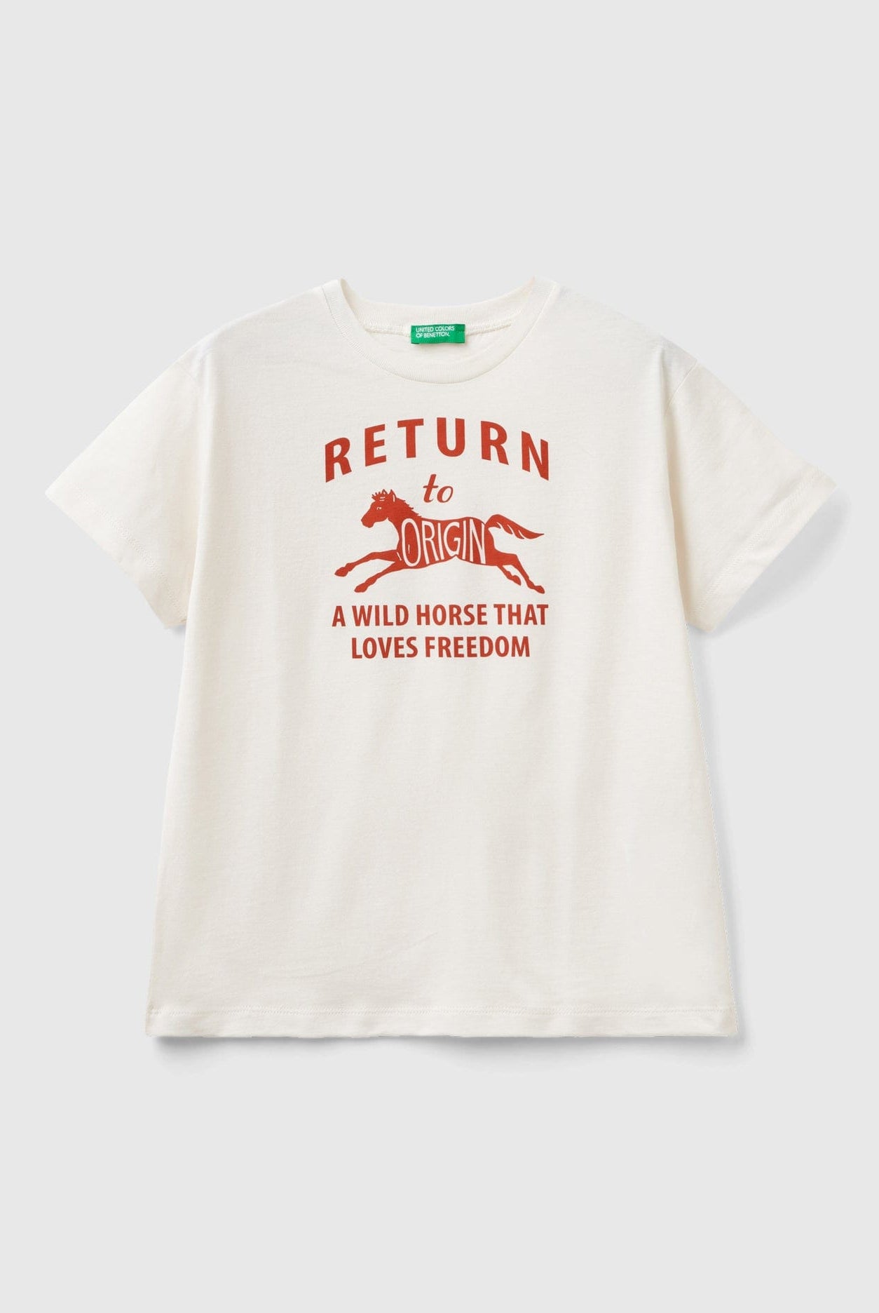 يونايتد كولورز اوف بينيتون تي شيرت بطباعة من القطن نص كم أطفالي