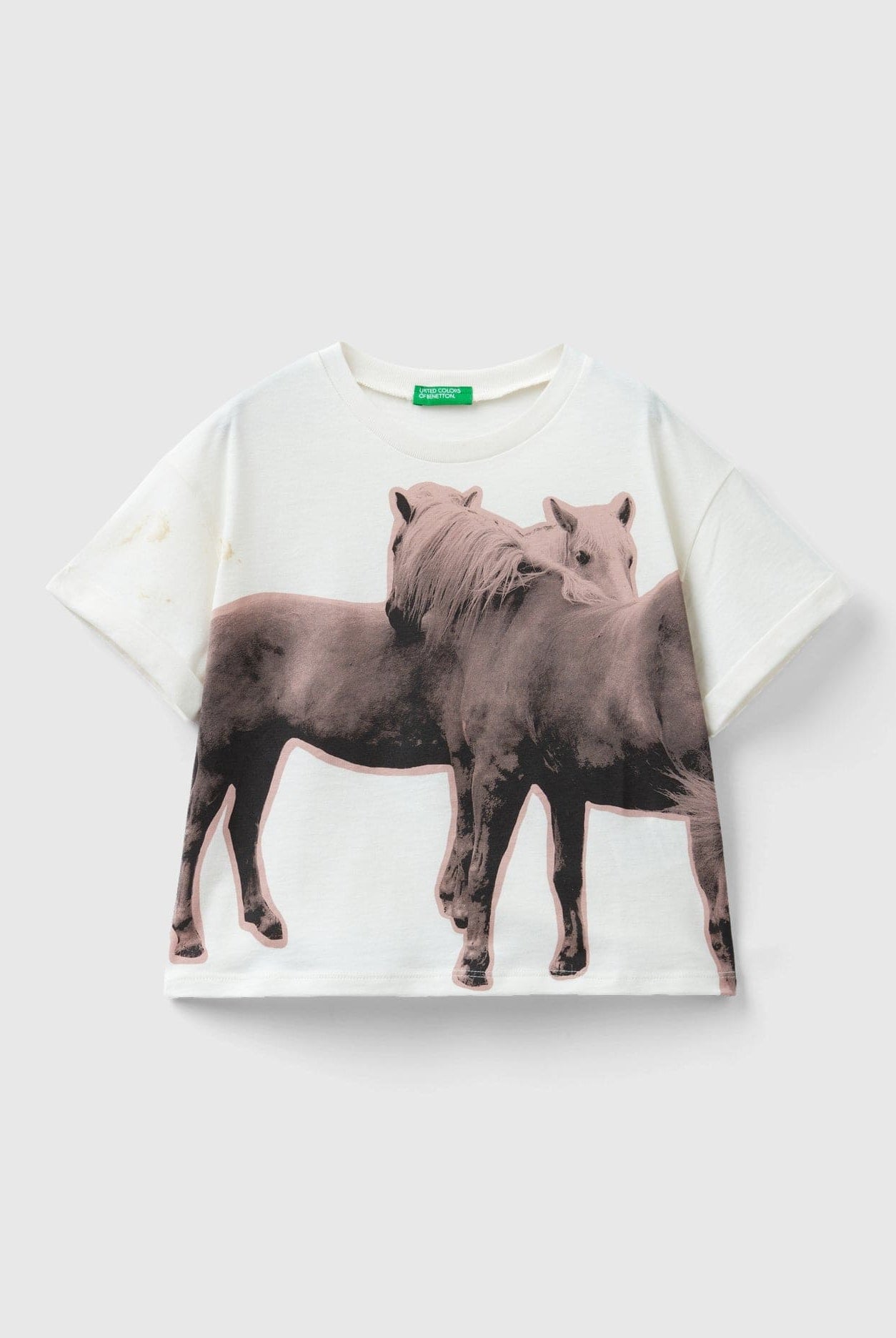 يونايتد كولورز اوف بينيتون تي شيرت بطباعة صورة حصان نص كم بناتي