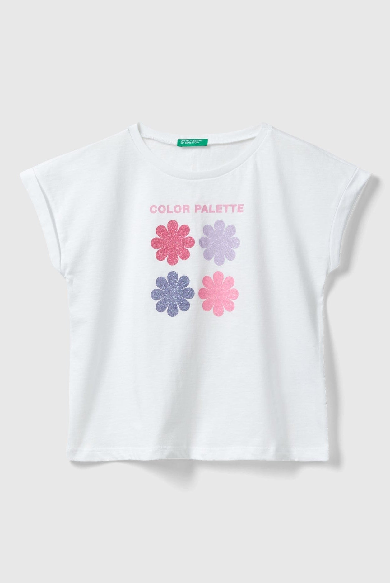 يونايتد كولورز اوف بينيتون تي شيرت بناتي اكمام قصيرة من القطن العضوي