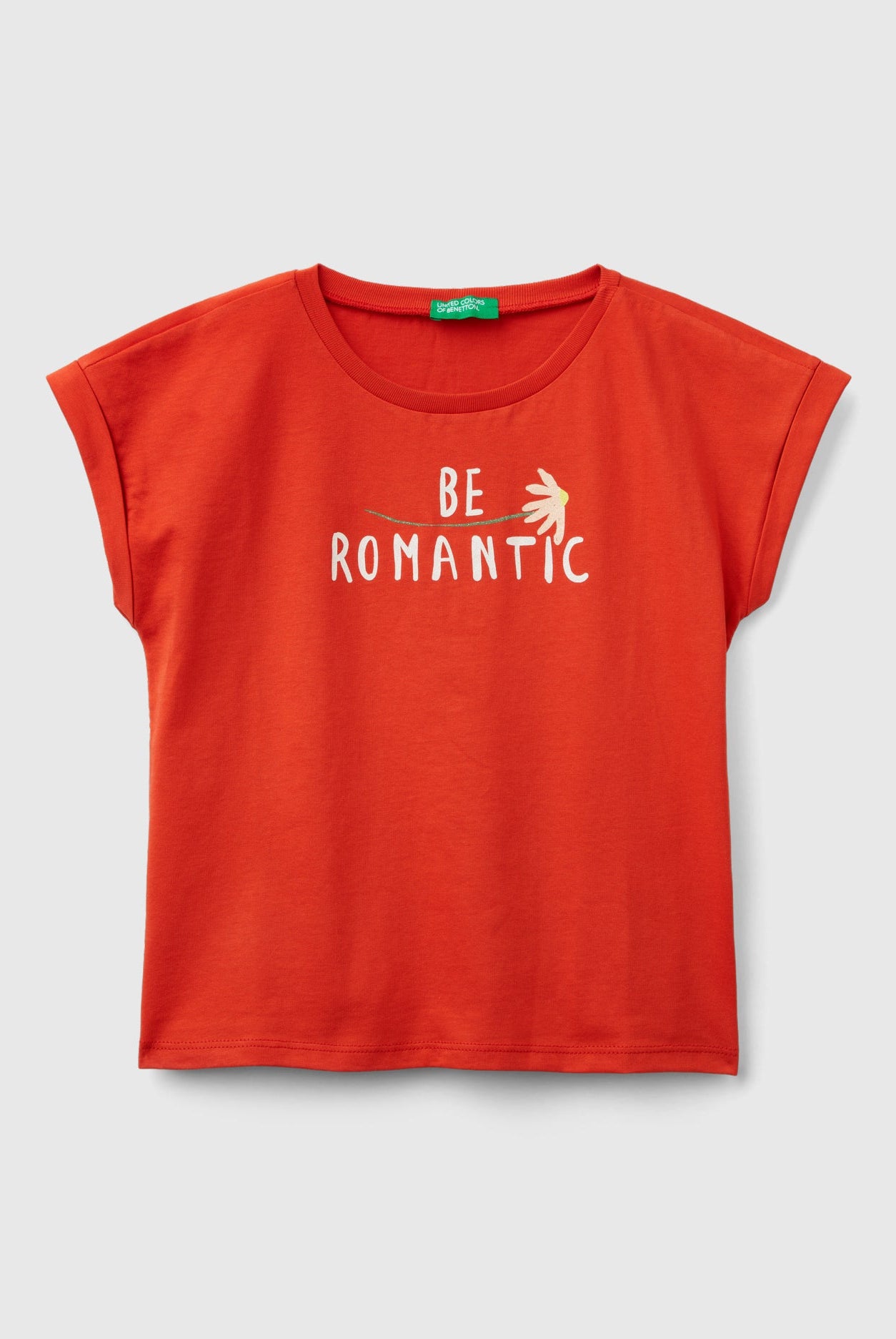 يونايتد كولورز اوف بينيتون تي شيرت بناتي اكمام قصيرة من القطن العضوي