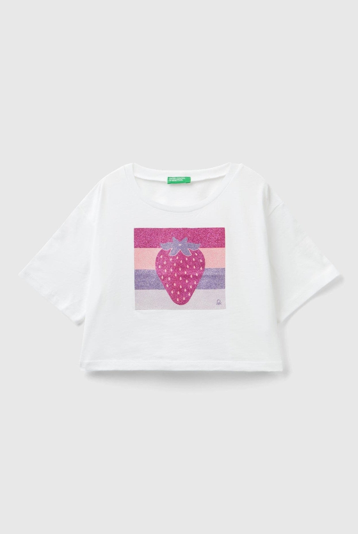 يونايتد كولورز اوف بينيتون تي شيرت قصير برقبة دائرية بطباعة جرافيكية زاهية بناتي