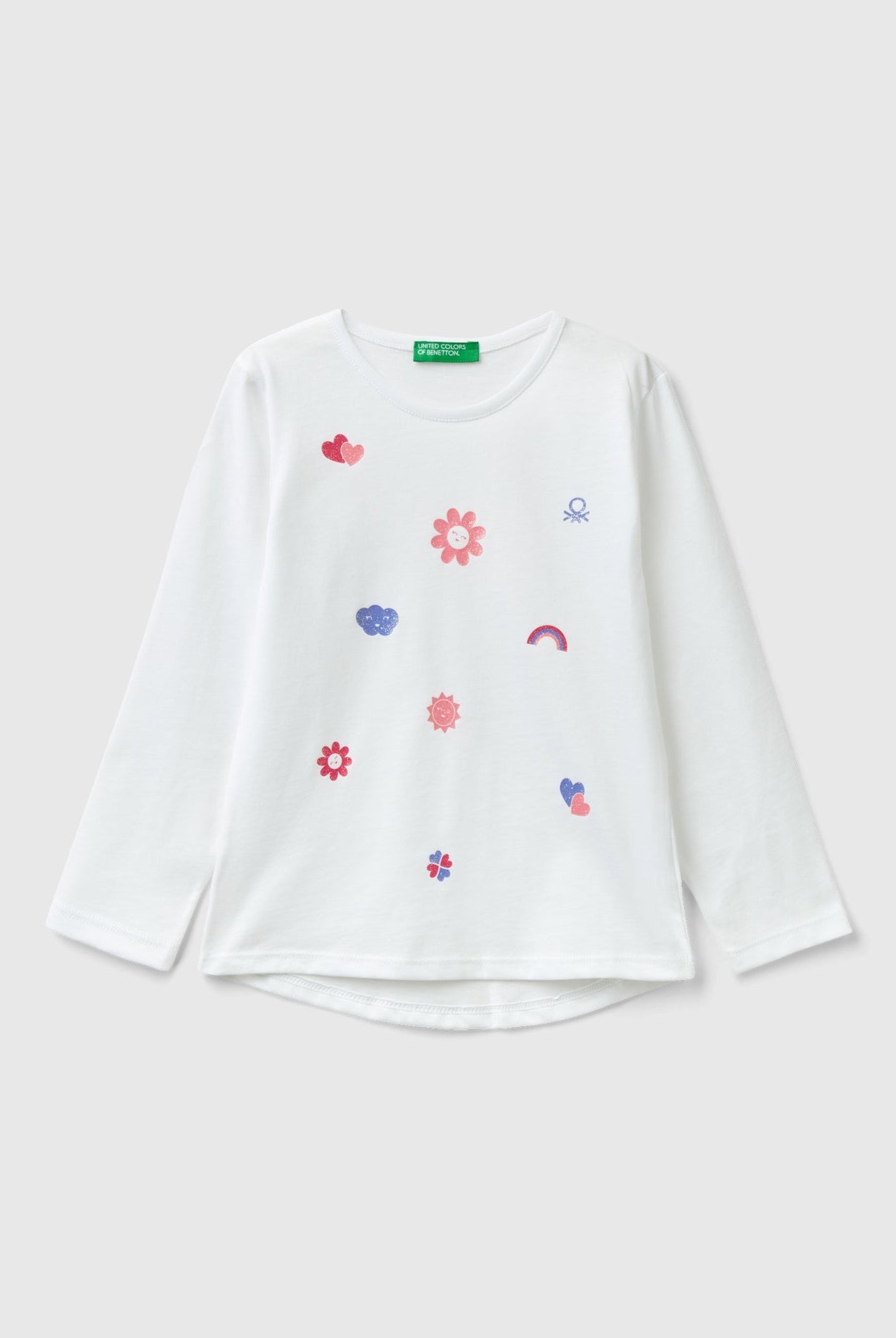 يونايتد كولورز اوف بينيتون تيشيرت بناتي قطن عضوي بطبعة