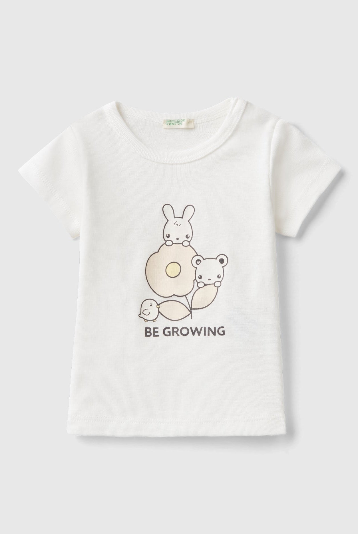يونايتد كولورز اوف بينيتون تي شيرت من القطن العضوي 100% بطبعة امامية رضع أطفال