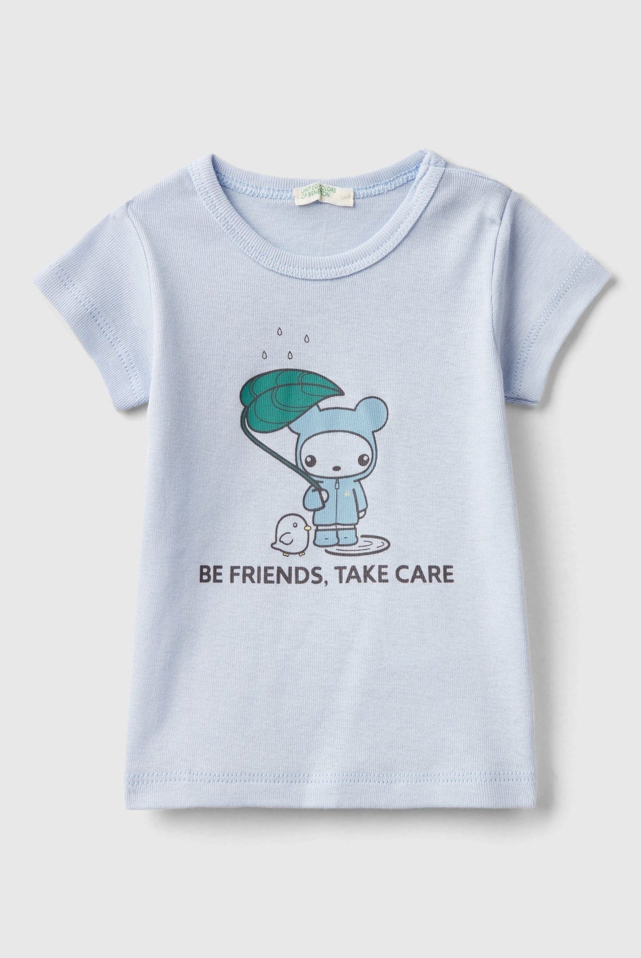 يونايتد كولورز اوف بينيتون تي شيرت من القطن العضوي 100% بطبعة امامية رضع أطفال