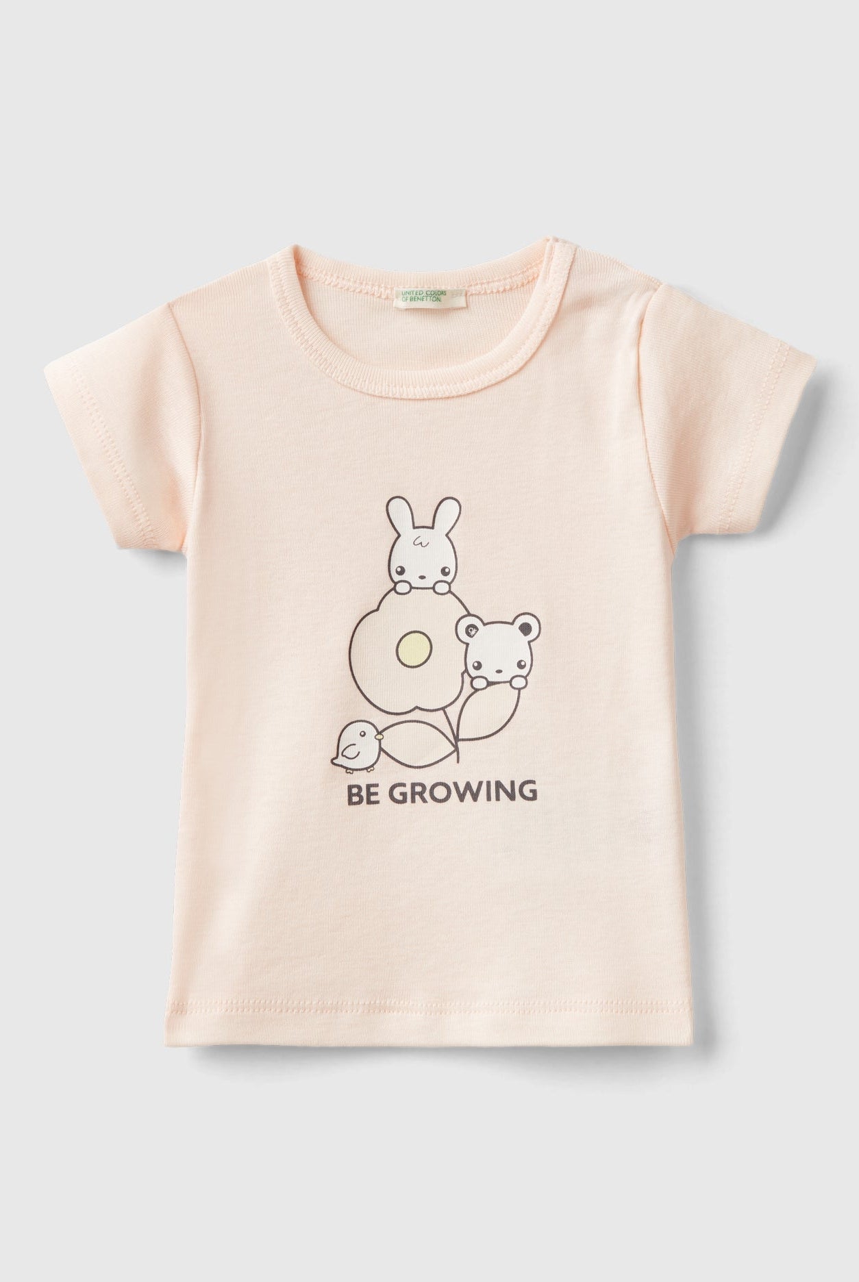 يونايتد كولورز اوف بينيتون تي شيرت من القطن العضوي 100% بطبعة امامية رضع أطفال