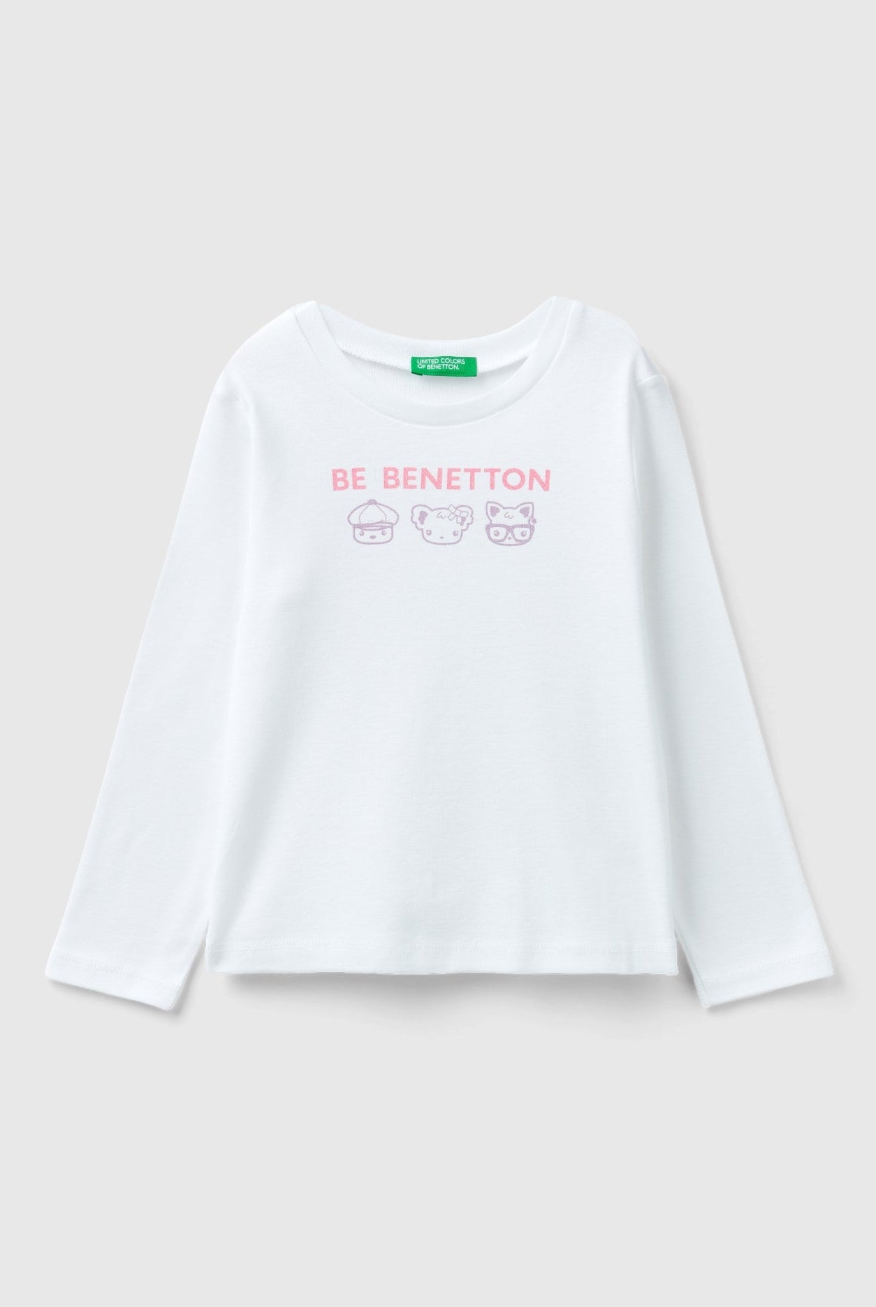 يونايتد كولورز اوف بينيتون تيشيرت بناتي بأكمام طويلة وطباعة لامعة