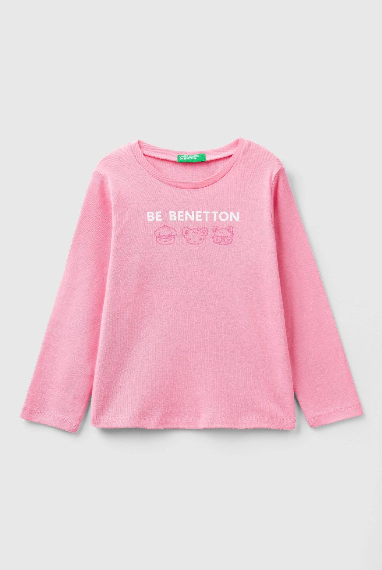 يونايتد كولورز اوف بينيتون تيشيرت بناتي بأكمام طويلة وطباعة لامعة