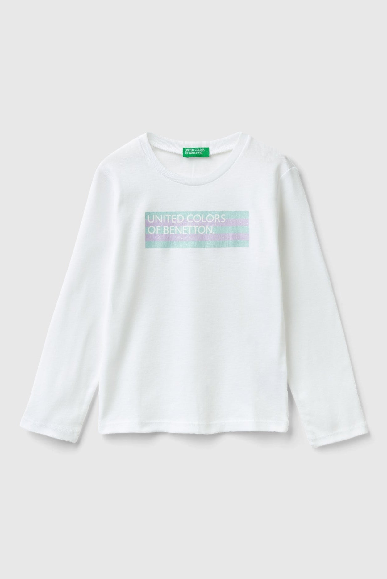 يونايتد كولورز اوف بينيتون تيشيرت بناتي بأكمام طويلة وطباعة لامعة