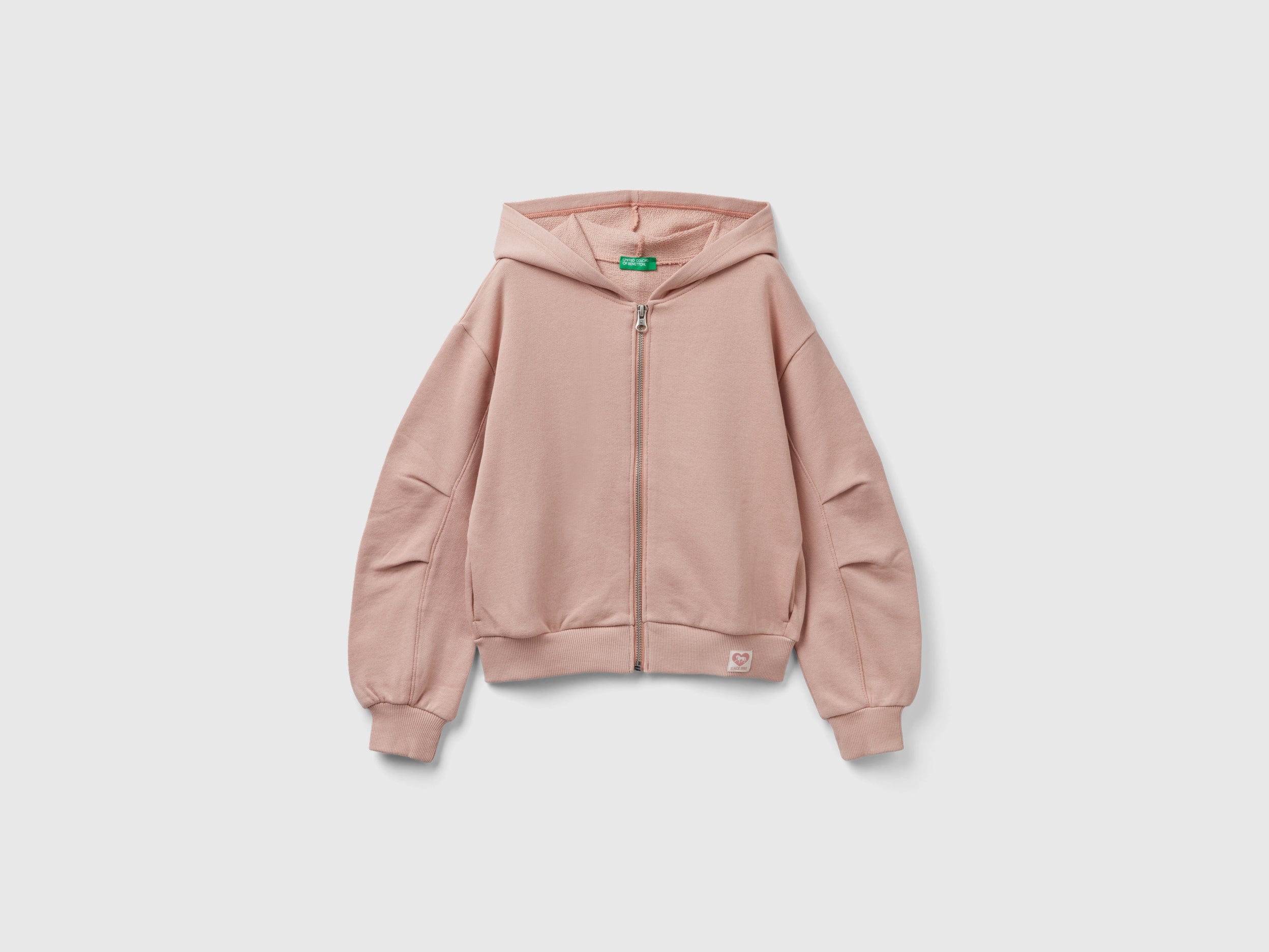 يونايتد كولورز اوف بينيتون هودي سادة بسحاب بقبعة كم طويل أطفالي