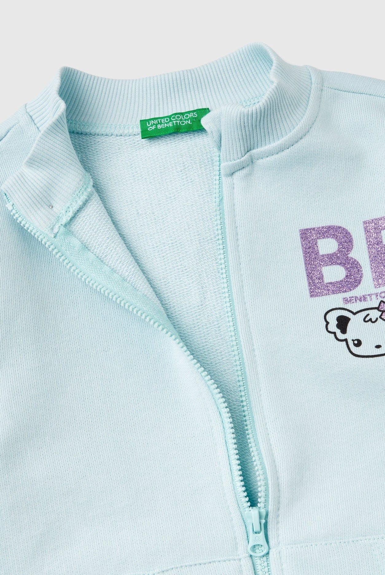 يونايتد كولورز اوف بينيتون هودي اطفال بسحاب من القطن مزين بشعار