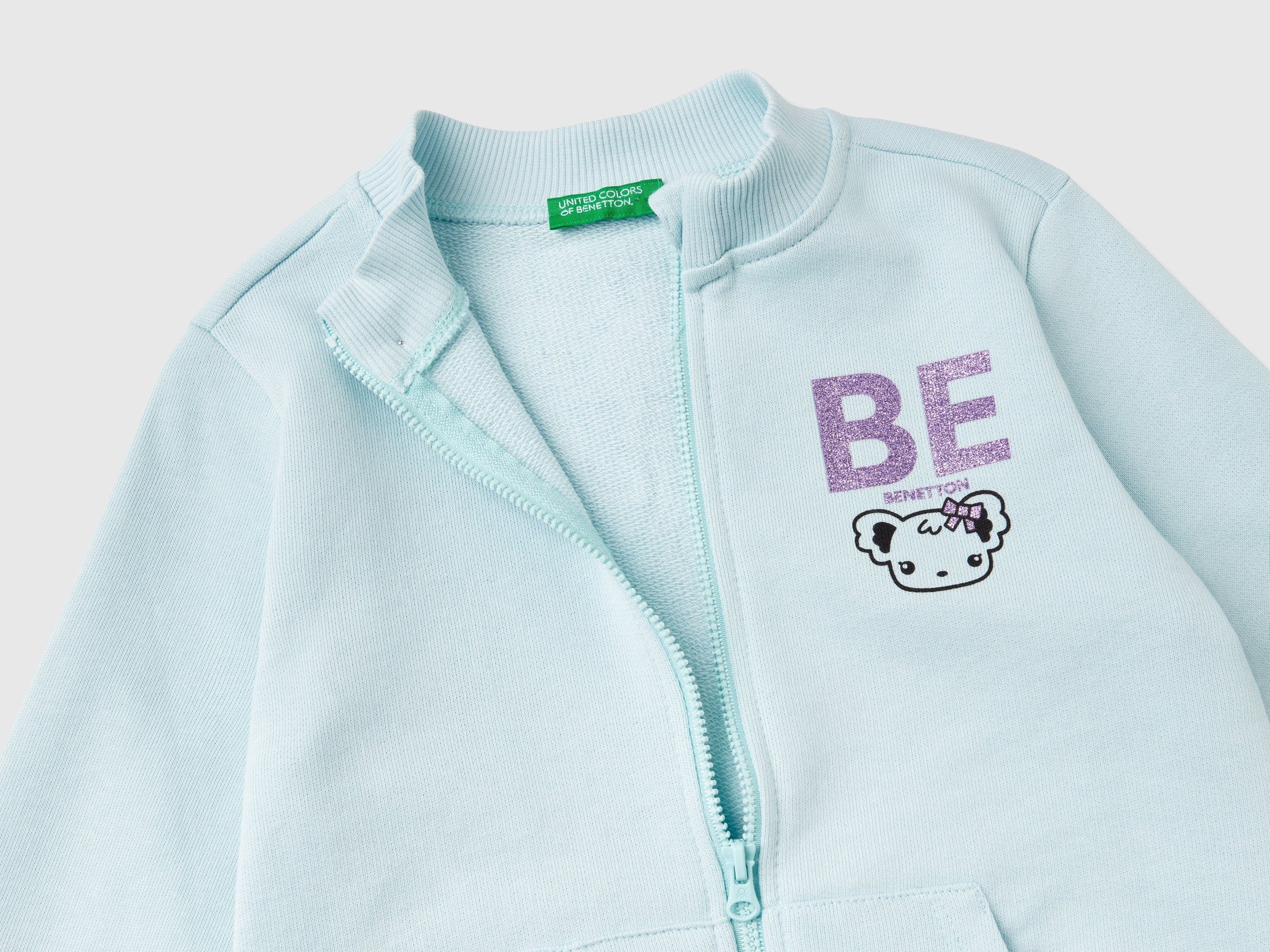 يونايتد كولورز اوف بينيتون هودي اطفال بسحاب من القطن مزين بشعار