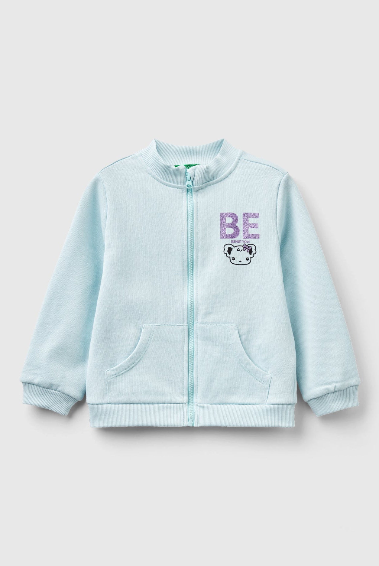 يونايتد كولورز اوف بينيتون هودي اطفال بسحاب من القطن مزين بشعار