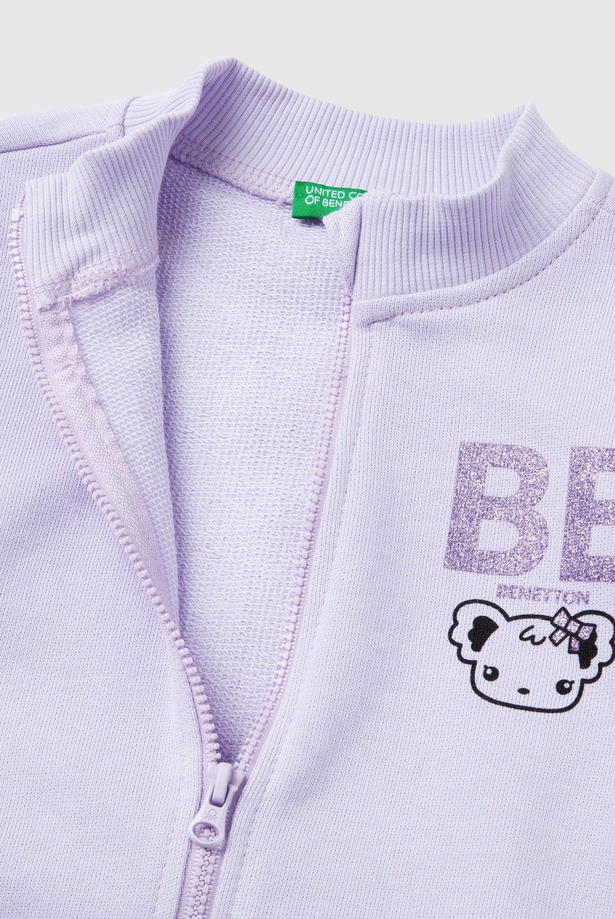 يونايتد كولورز اوف بينيتون هودي اطفال بسحاب من القطن مزين بشعار