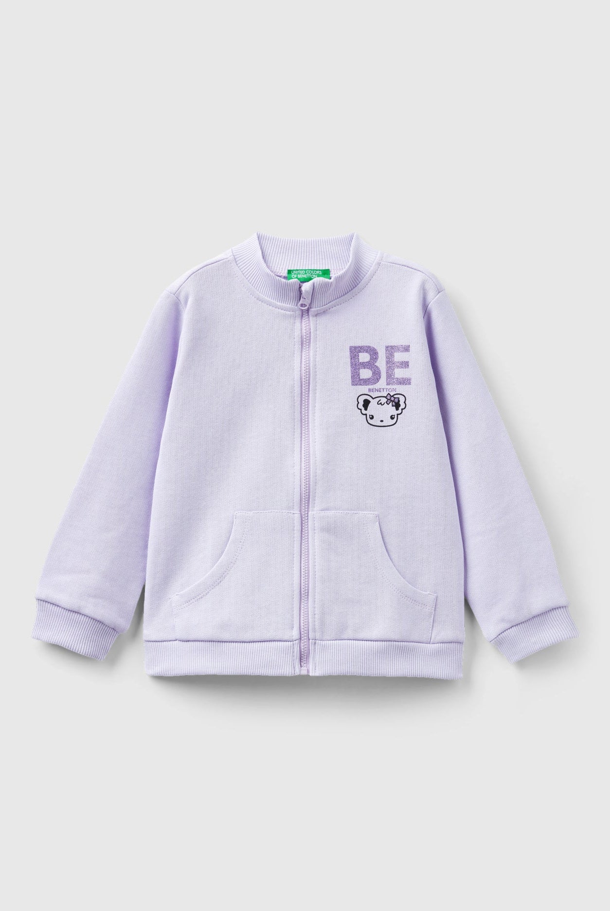 يونايتد كولورز اوف بينيتون هودي اطفال بسحاب من القطن مزين بشعار