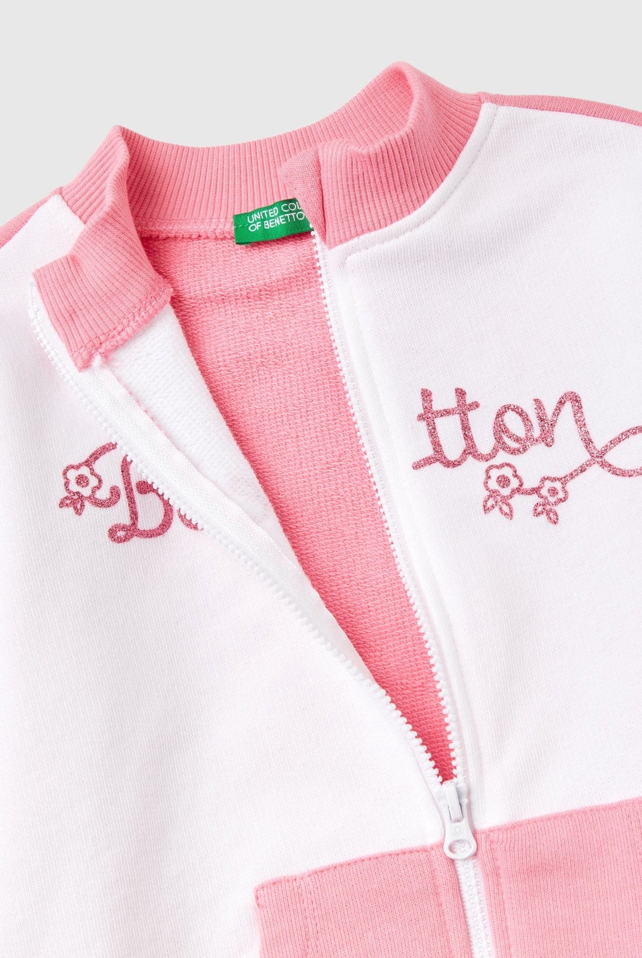 يونايتد كولورز اوف بينيتون هودي اطفال بسحاب من القطن مزين بشعار