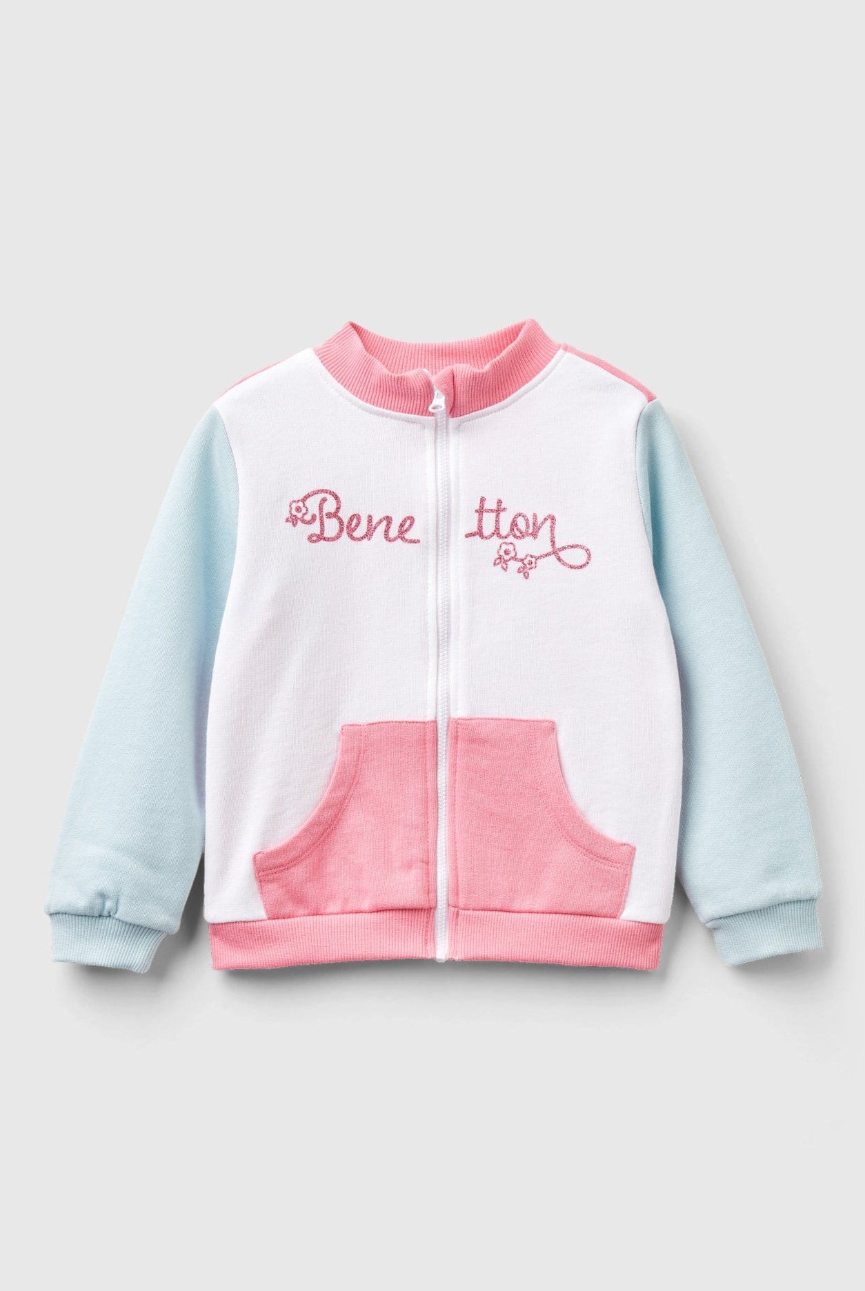 يونايتد كولورز اوف بينيتون هودي اطفال بسحاب من القطن مزين بشعار