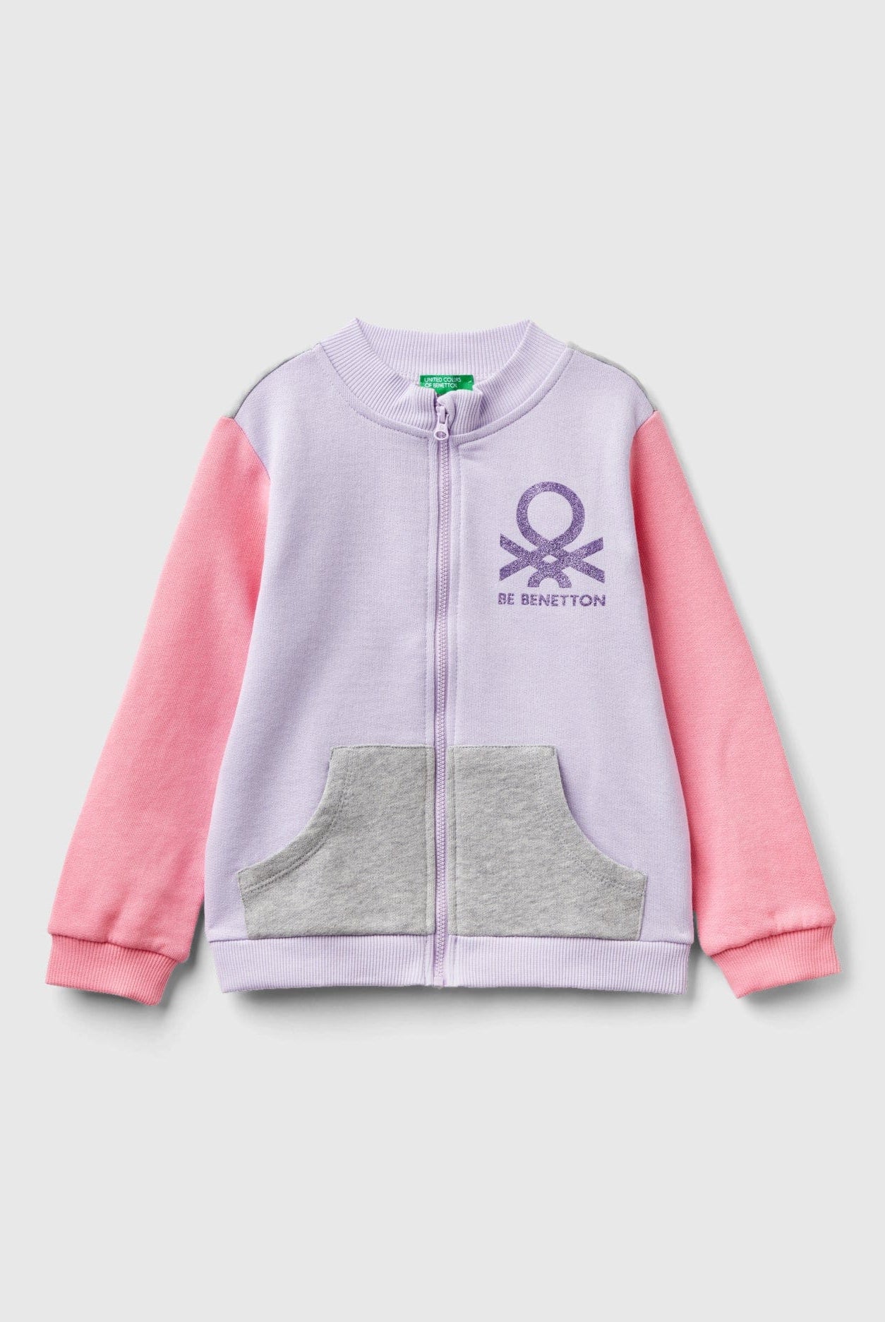 يونايتد كولورز اوف بينيتون هودي اطفال بسحاب من القطن مزين بشعار