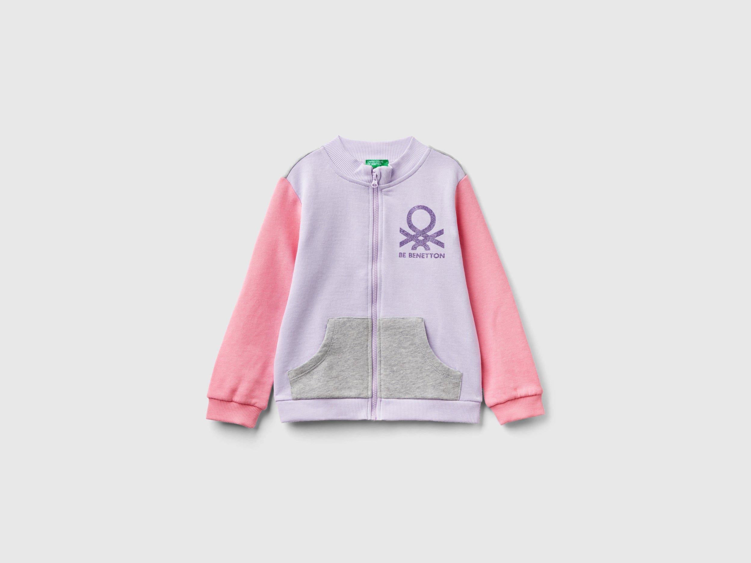 يونايتد كولورز اوف بينيتون هودي اطفال بسحاب من القطن مزين بشعار