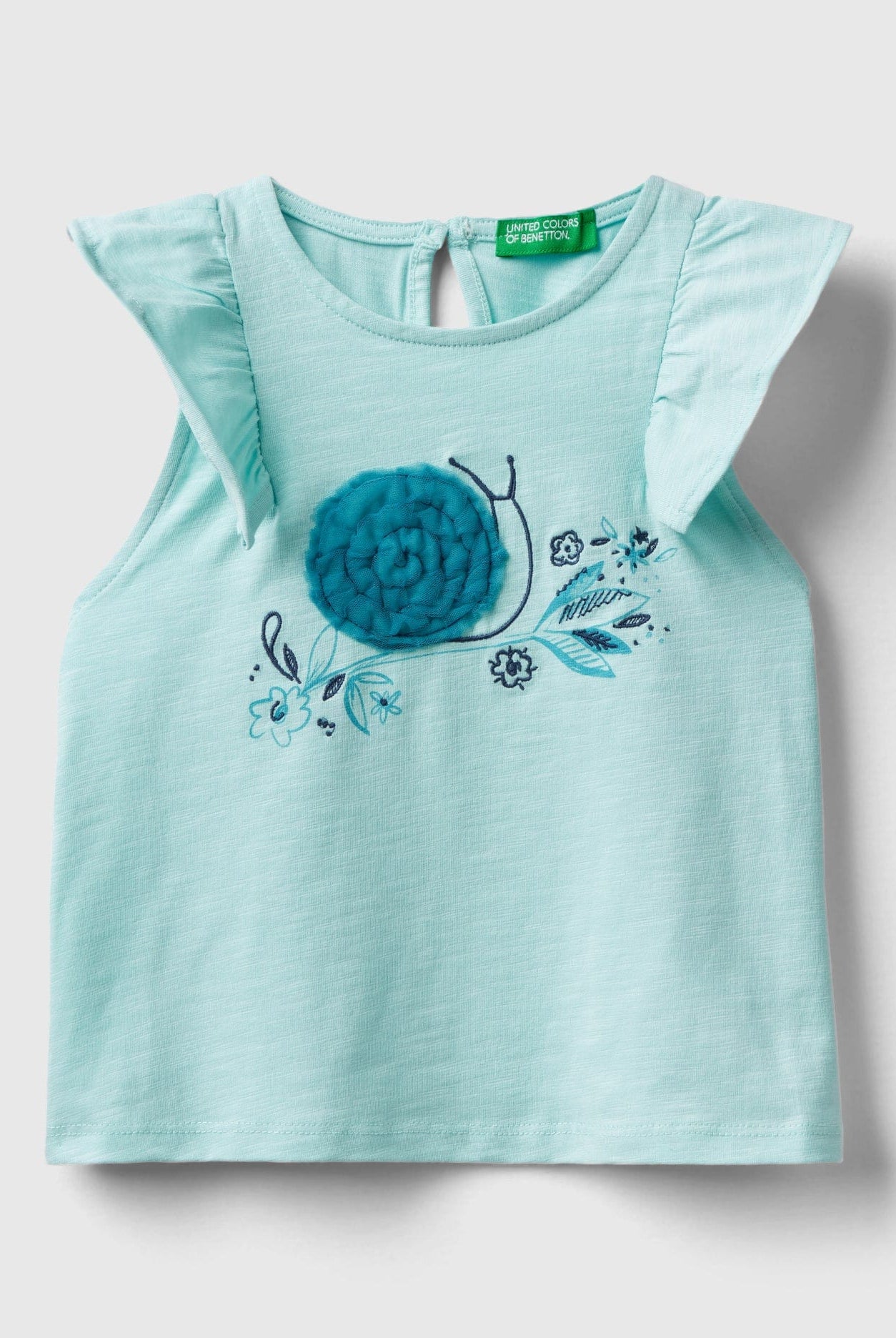 خصومات يونايتد كولورز اوف بينيتون بلوزة مطبوعة برسومات جرافيك بأكمام مكشكشة بناتي