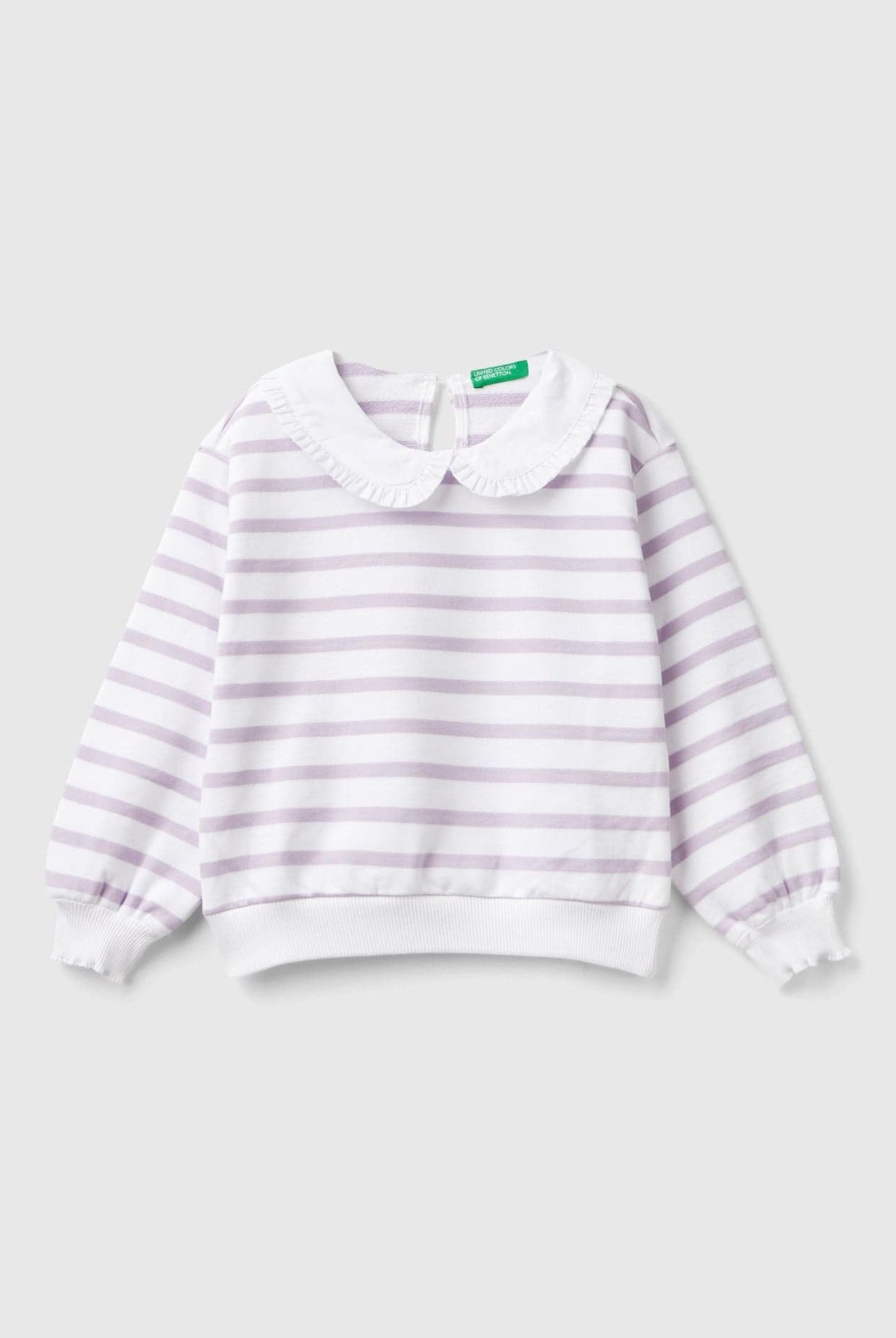 يونايتد كولورز اوف بينيتون سويت شيرت بياقة مخطط بالعرض كم طويل بناتي