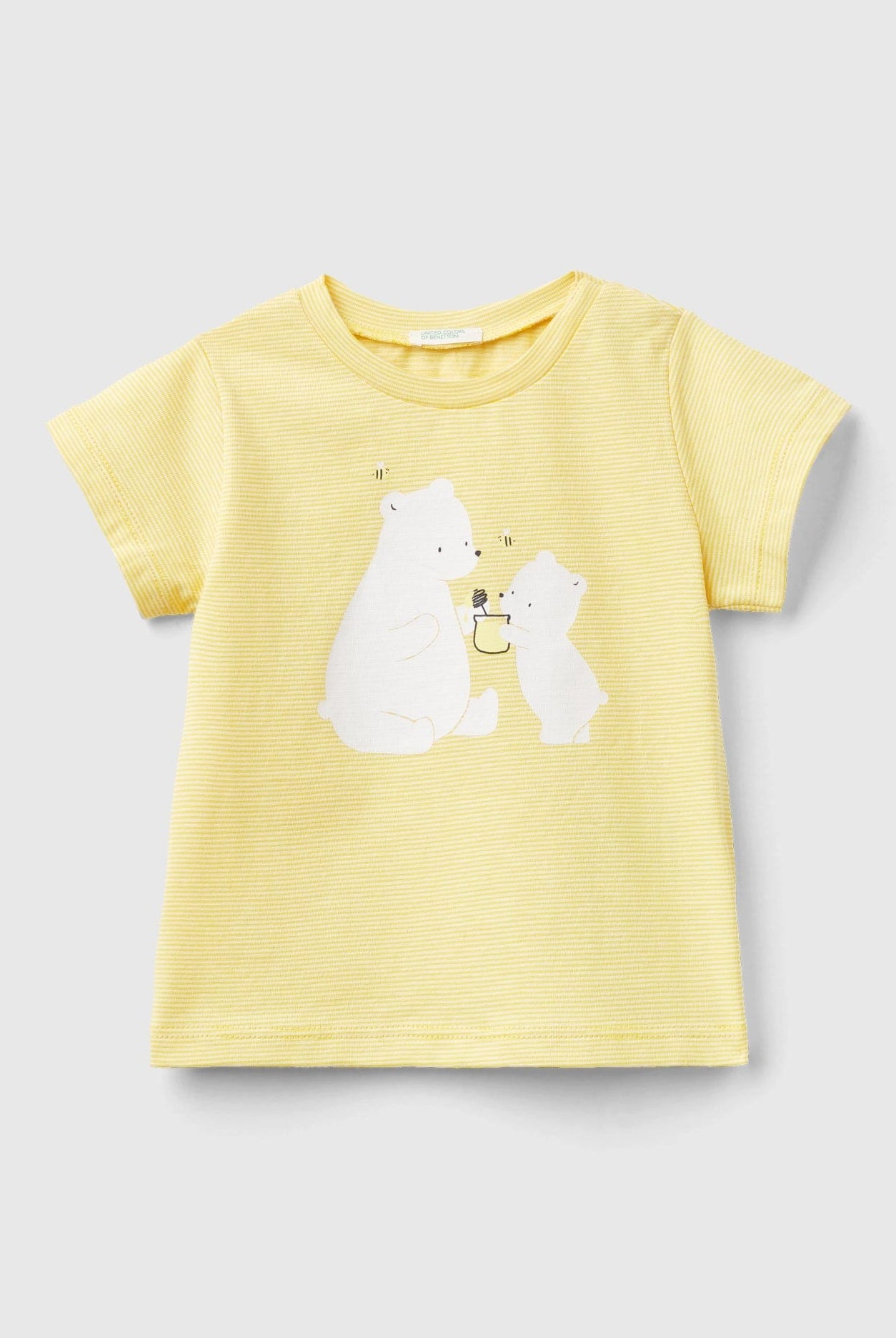 يونايتد كولورز اوف بينيتون تيشيرت بطبعة أمامية وخلفية كم قصير مكشكش رضع أطفال