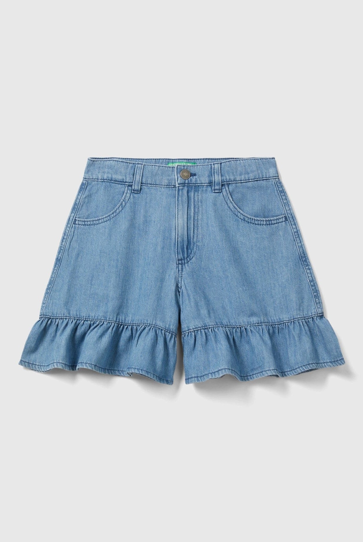 يونايتد كولورز اوف بينيتون تنورة قصيرة اطفالي واسعة مع ثقوب حزام وتفاصيل الجيب