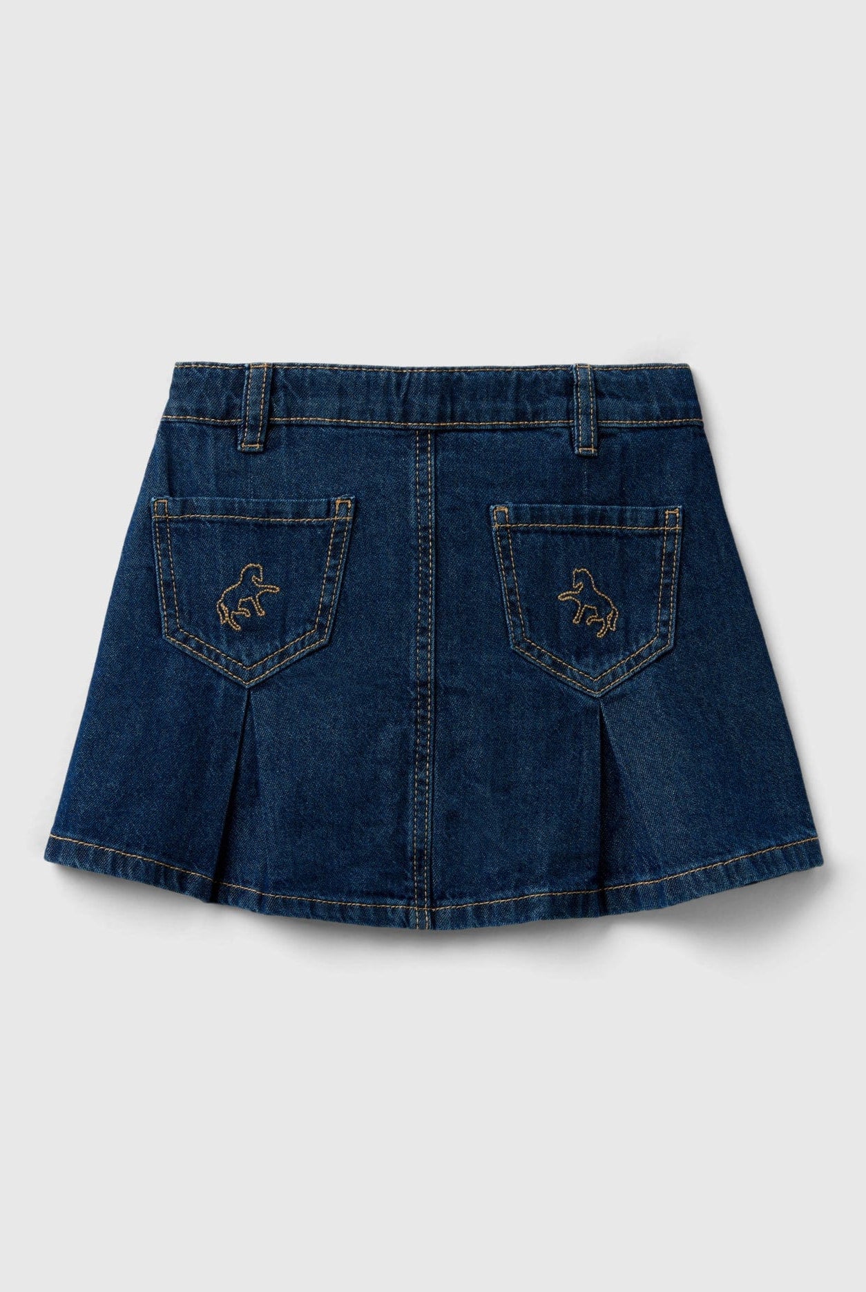 يونايتد كولورز اوف بينيتون تنورة بناتي دينم بتطريز حصان وزر عالجنب